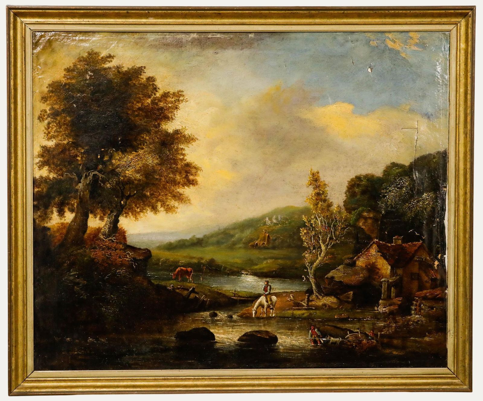 For Restoration Mid 19th Century Oil By The Watermill