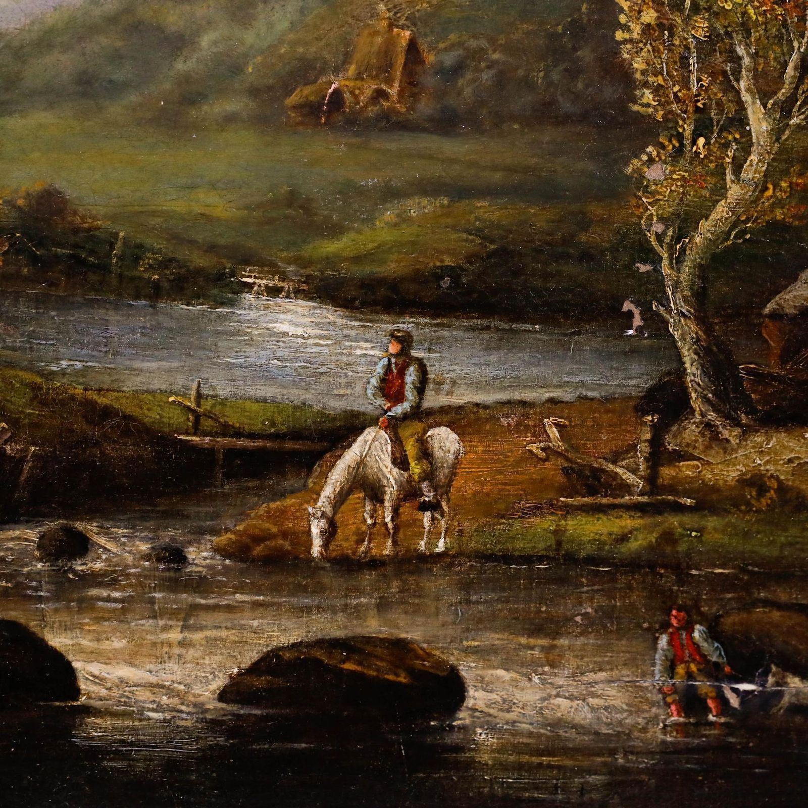 For Restoration Mid 19th Century Oil By The Watermill photo for sale