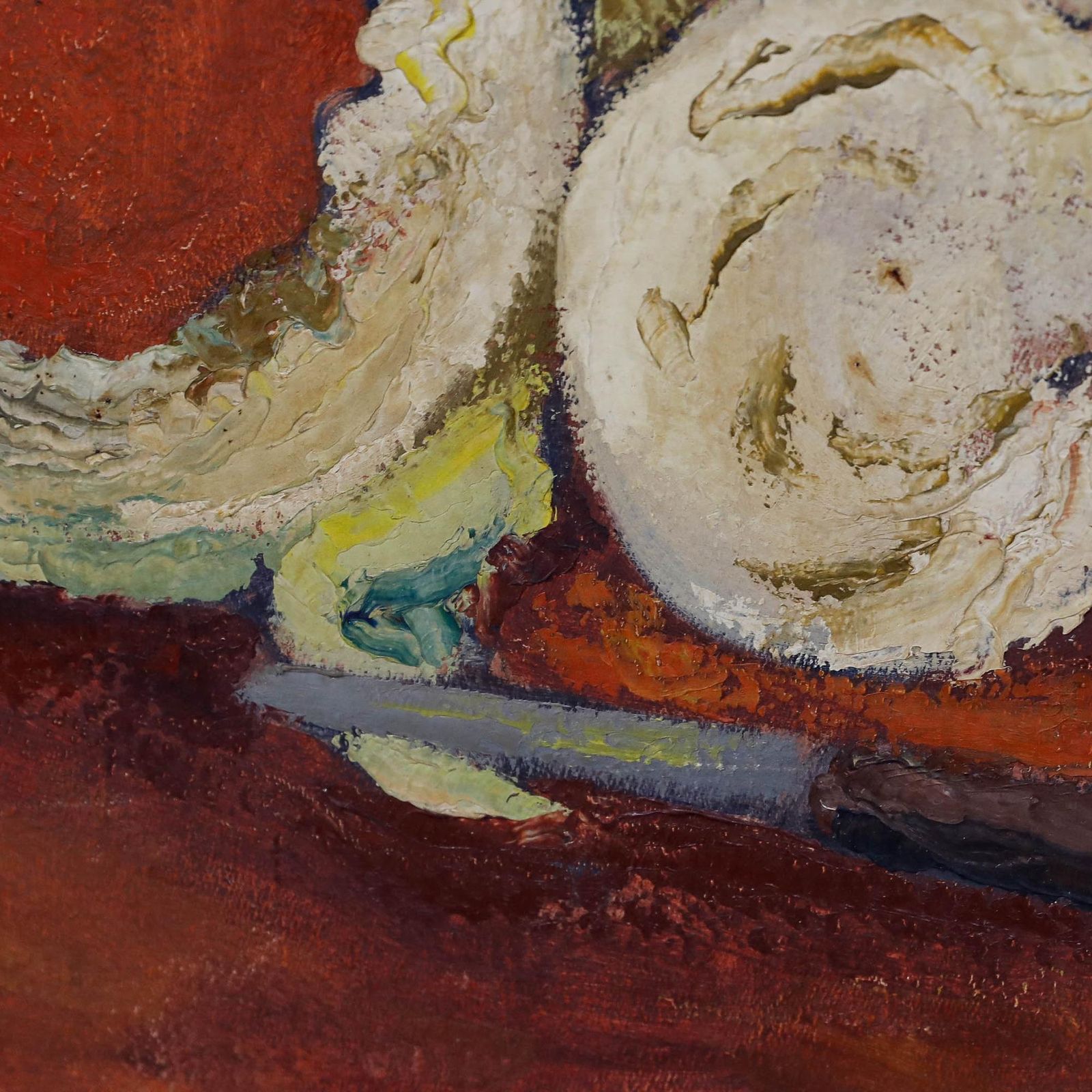Sandy Wilson (1924 2014) Framed Mid 20th Century Oil, Cabbage & A Knife photo Art