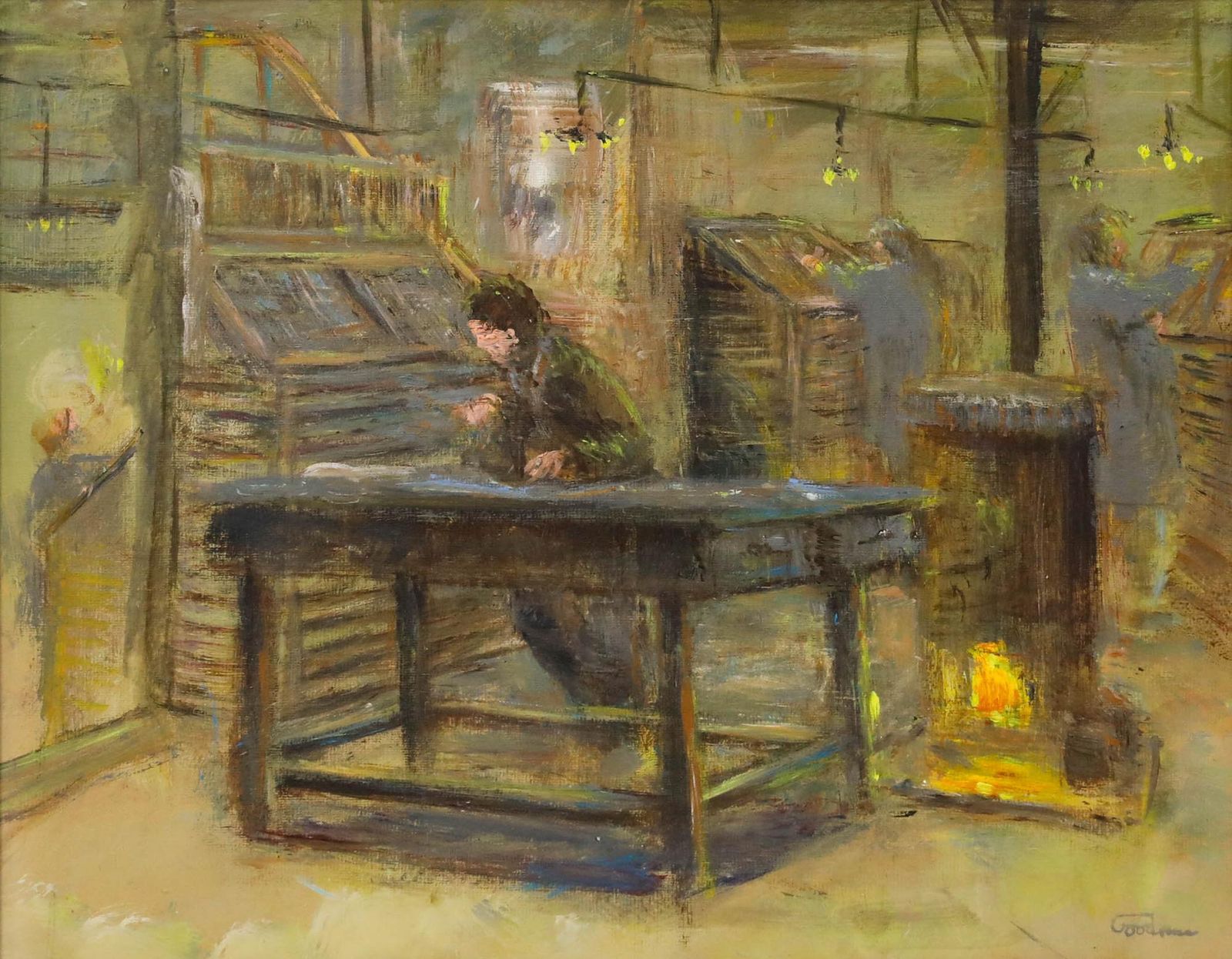 Leon Goodman (B.1960) Framed 20th Century Acrylic, The Print Shop photo furniture