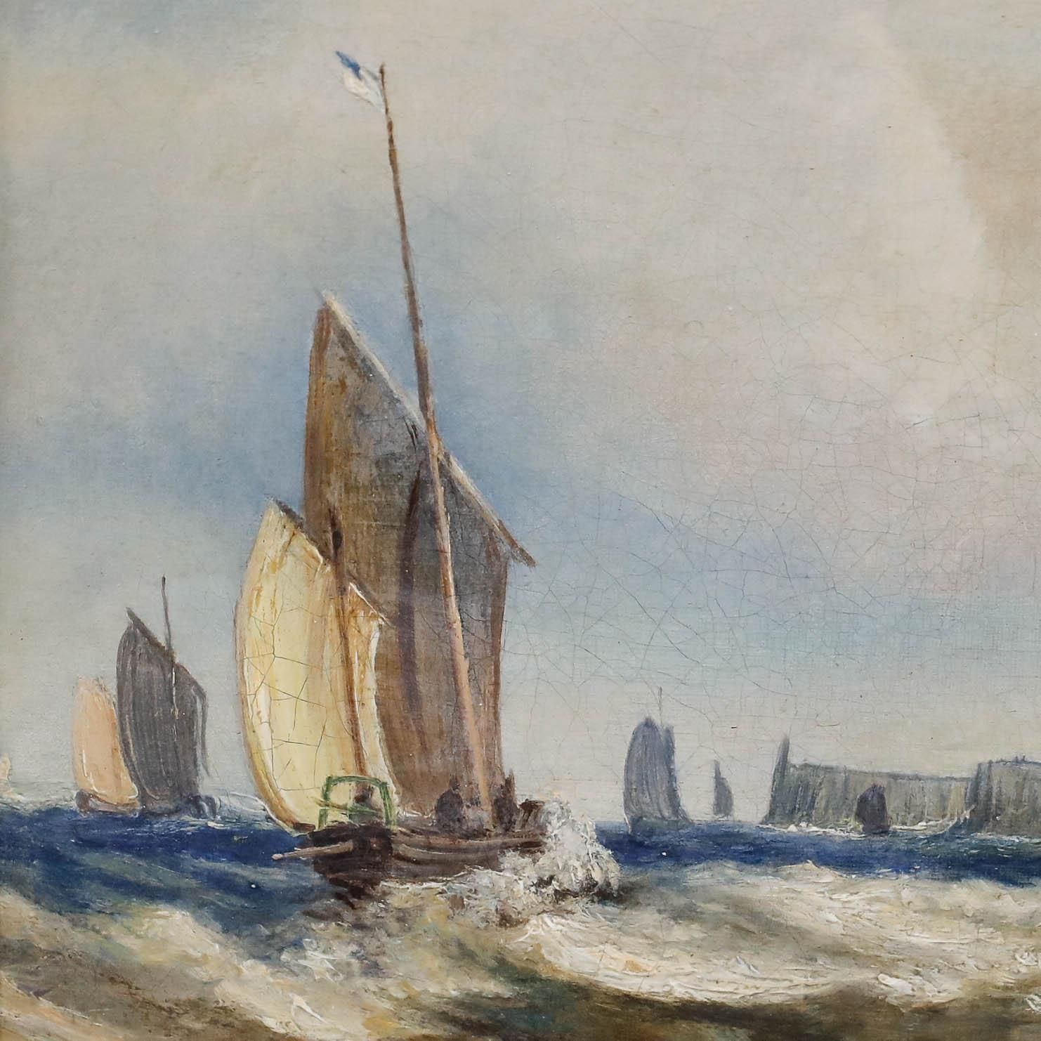Framed 19th Century Oil Shipping Off The Coast photo 395.0
