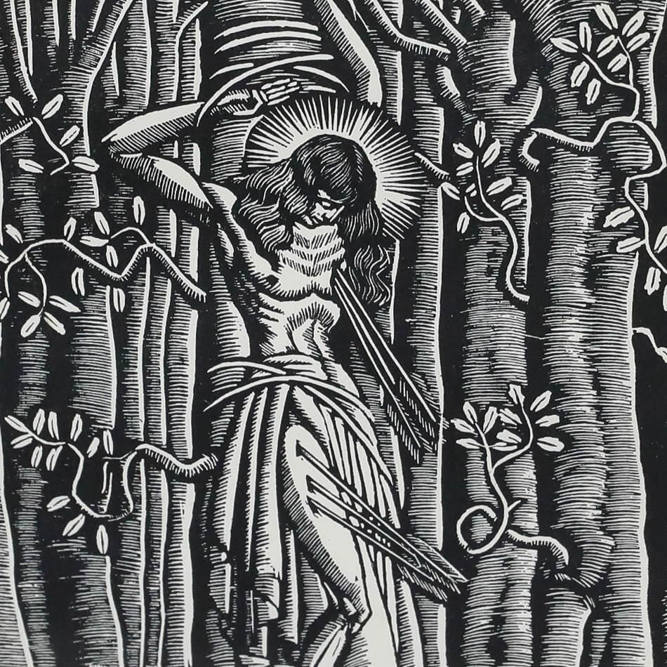 Wladislaw Skoczylas (1883 1934) Framed Lithograph, Saint Sebastian photo Art