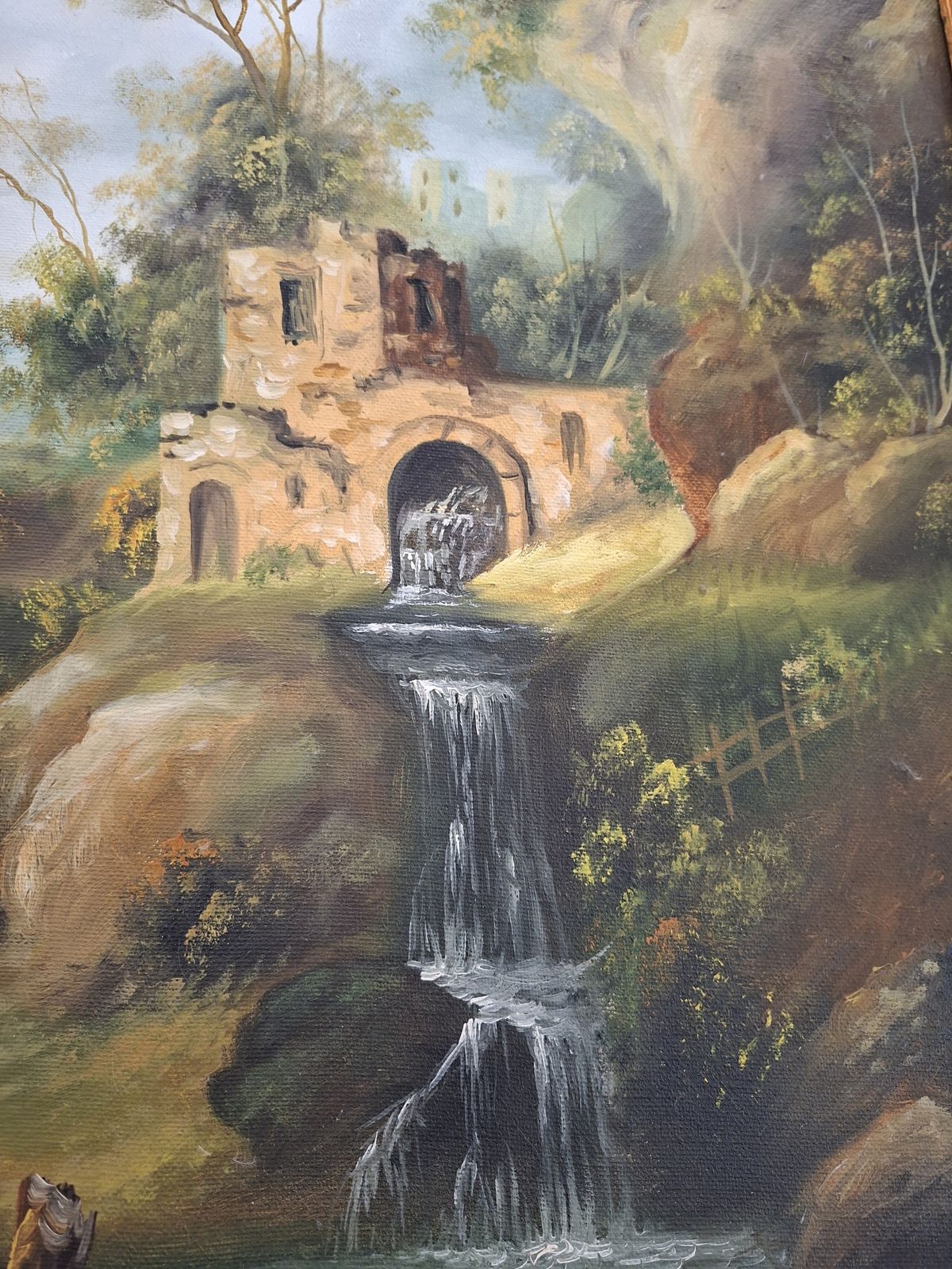 Splendido Dipinto Olio Su Tela Paesaggio Arcadico Di A. Velotti photo Art