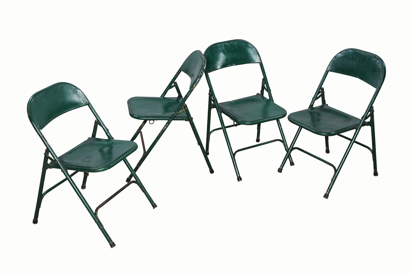 4 X Green Iron Folding Garden Chairs photo Garden Furniture