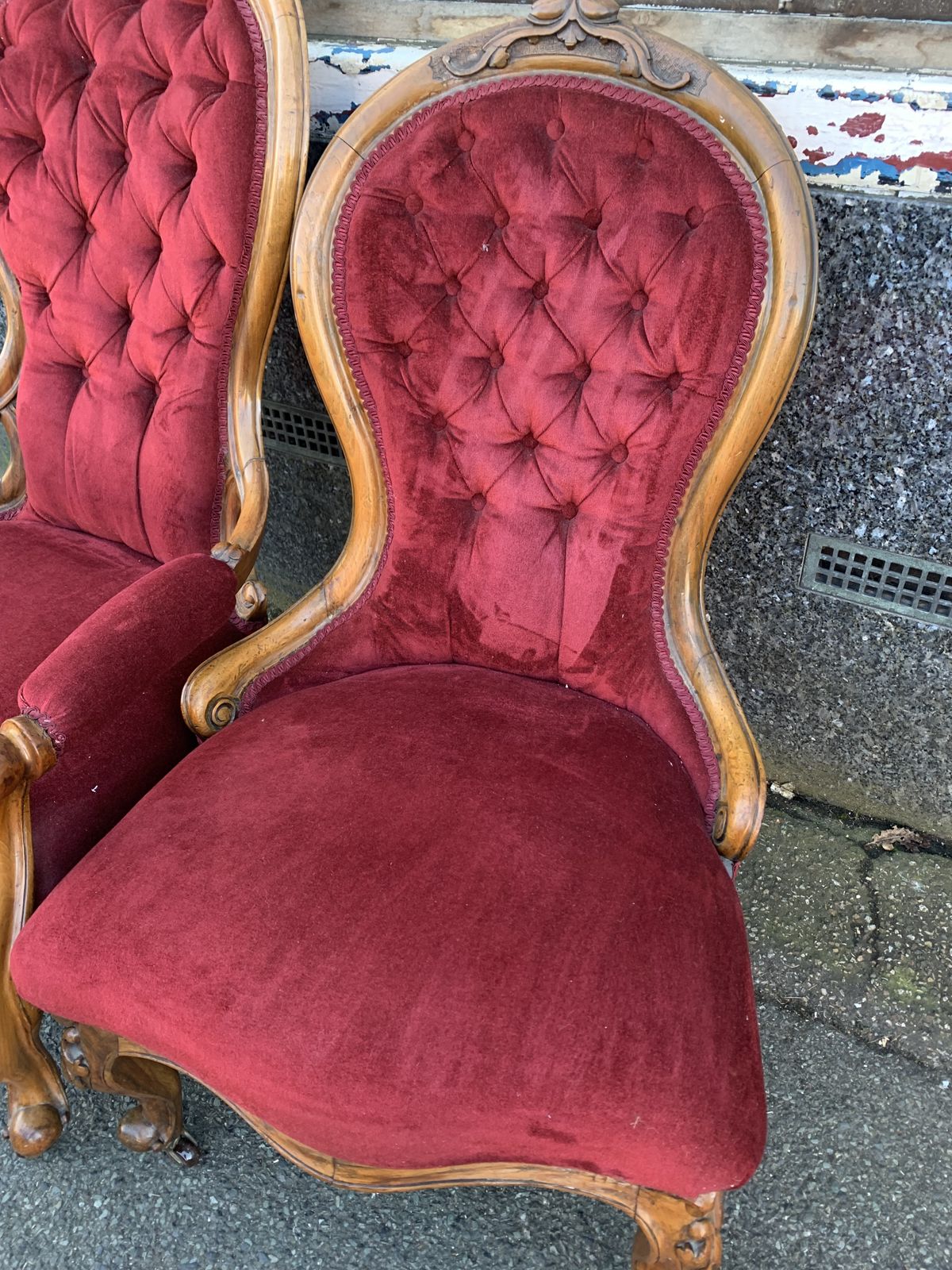 Pair Of Victorian Ladies And Gents Walnut Framed Parlour Chairs photo furniture