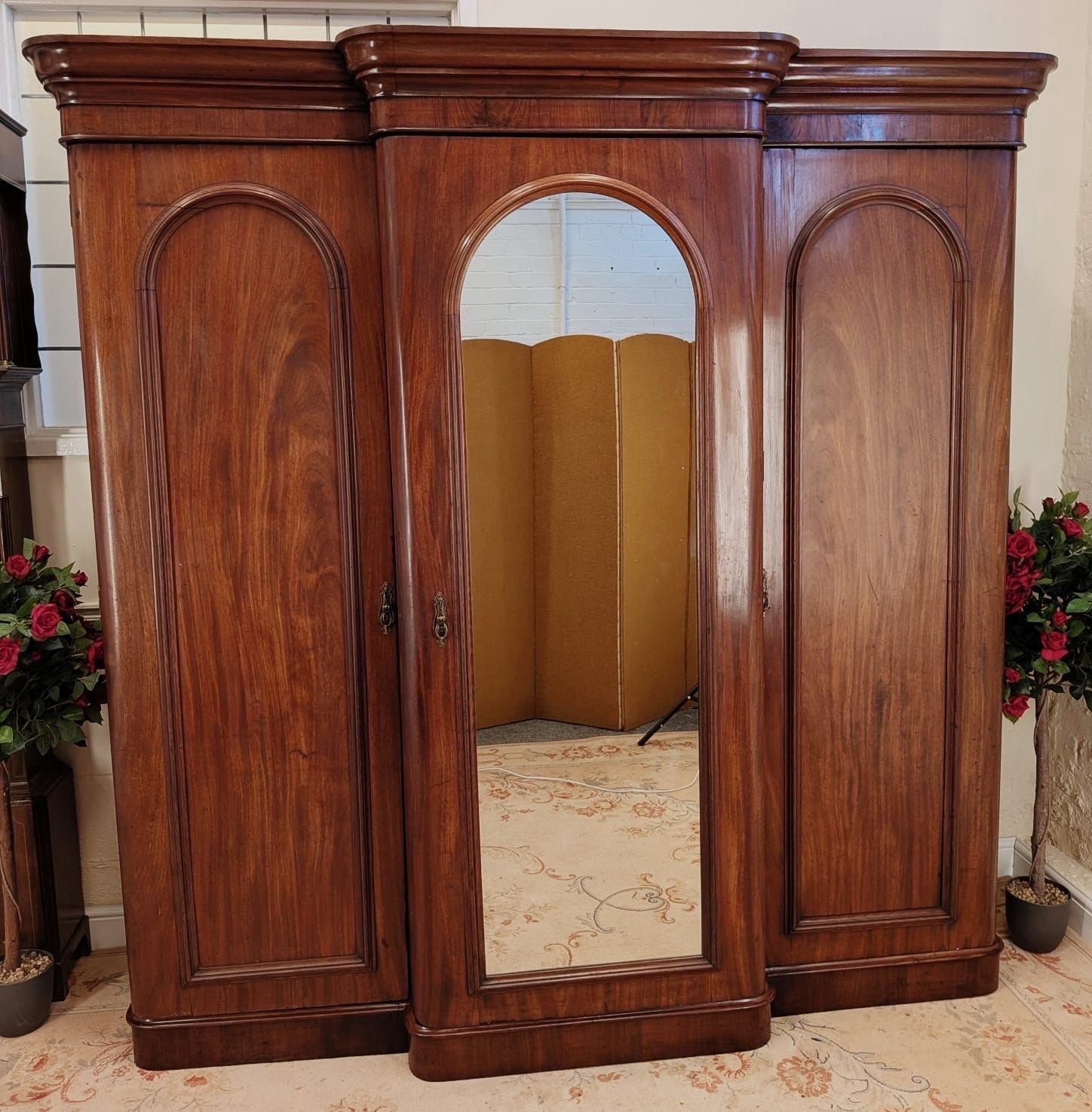 Mid Victorian Rustic Triple Breakfront Fitted Wardrobe