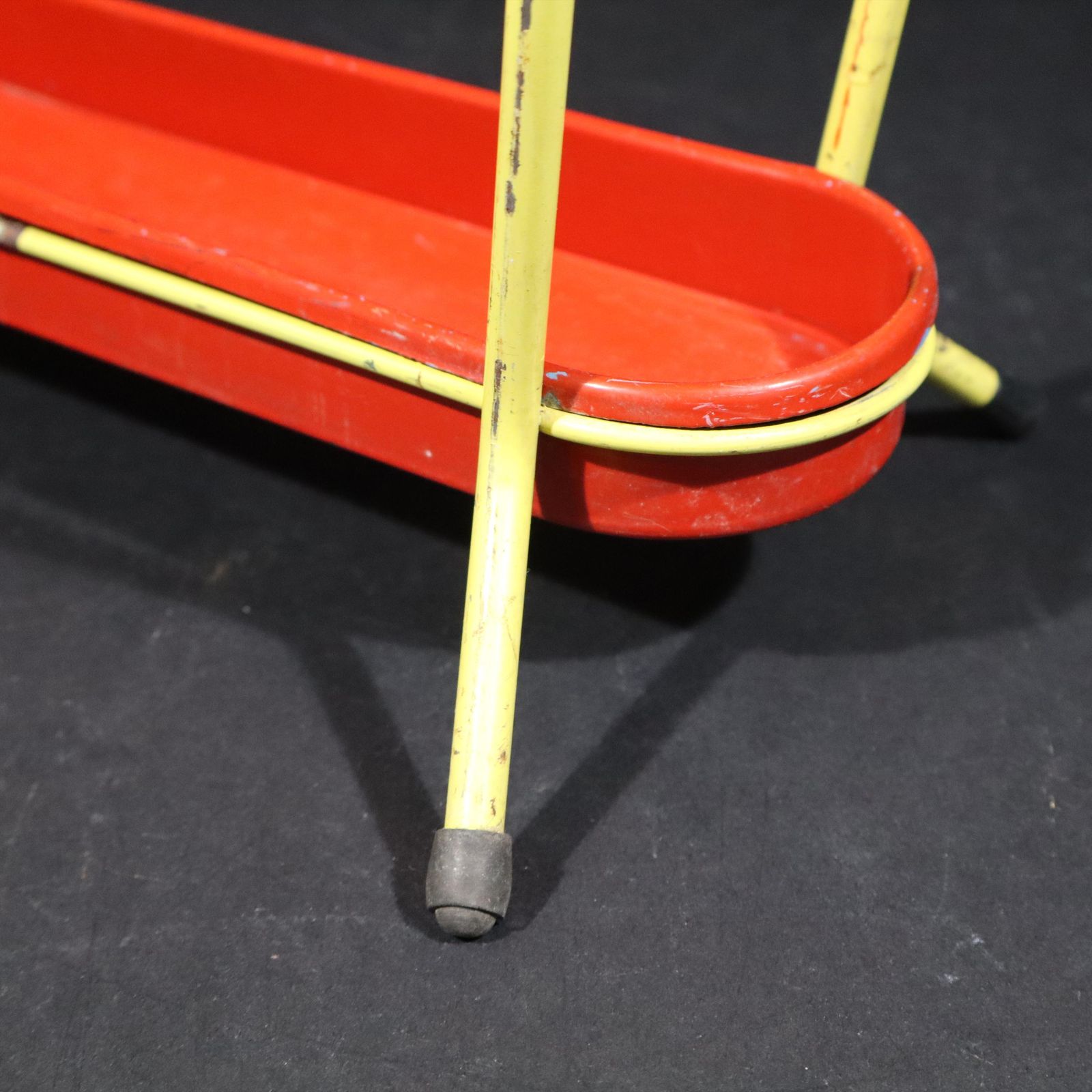 Midcentury Modern Umbrella Stand Rockabilly Yellow And Red French Walking Stick Holder photo buy