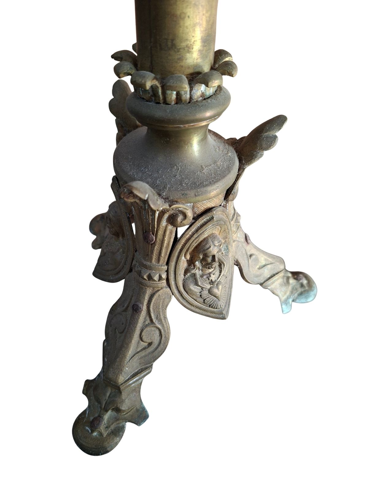 Coppia Candelabri D'altare Antichi In Bronzo Stile Neogotico H 60 Cm photo vinterior
