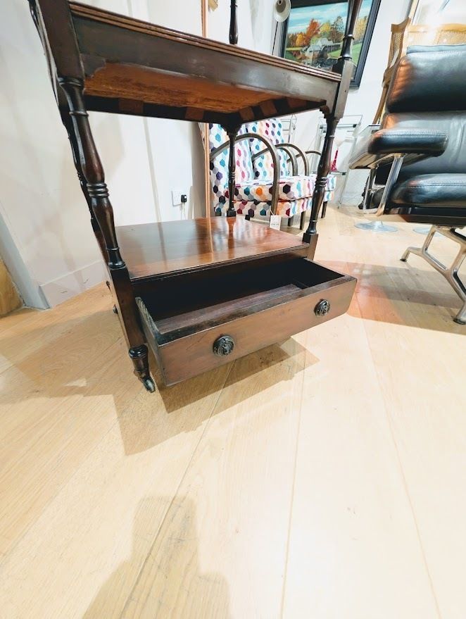 A George III Period Mahogany Four Tier Whatnot With Hinged Adjustable Reading Stand photo Furniture