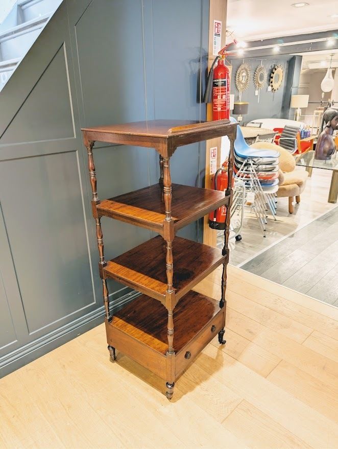 A George III Period Mahogany Four Tier Whatnot With Hinged Adjustable Reading Stand photo buy