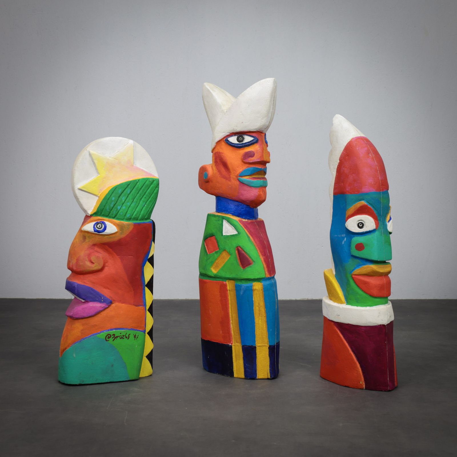 Group Of Unique Vibrant Sculptures By Clemens Briels, Netherlands 1990s