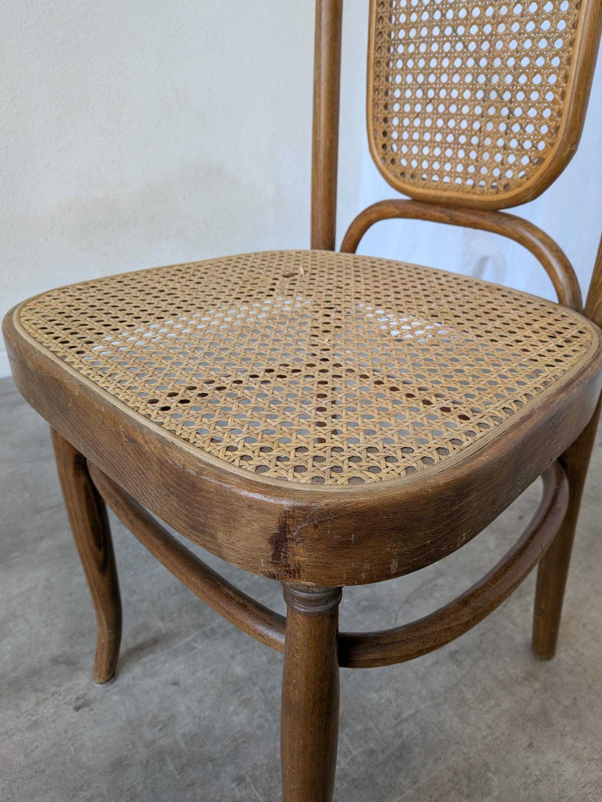 photo for sale Vintage High Back Bentwood Cane Dining Chair / Thonet Style / Mundus Florijan Bobić / Torn Seat