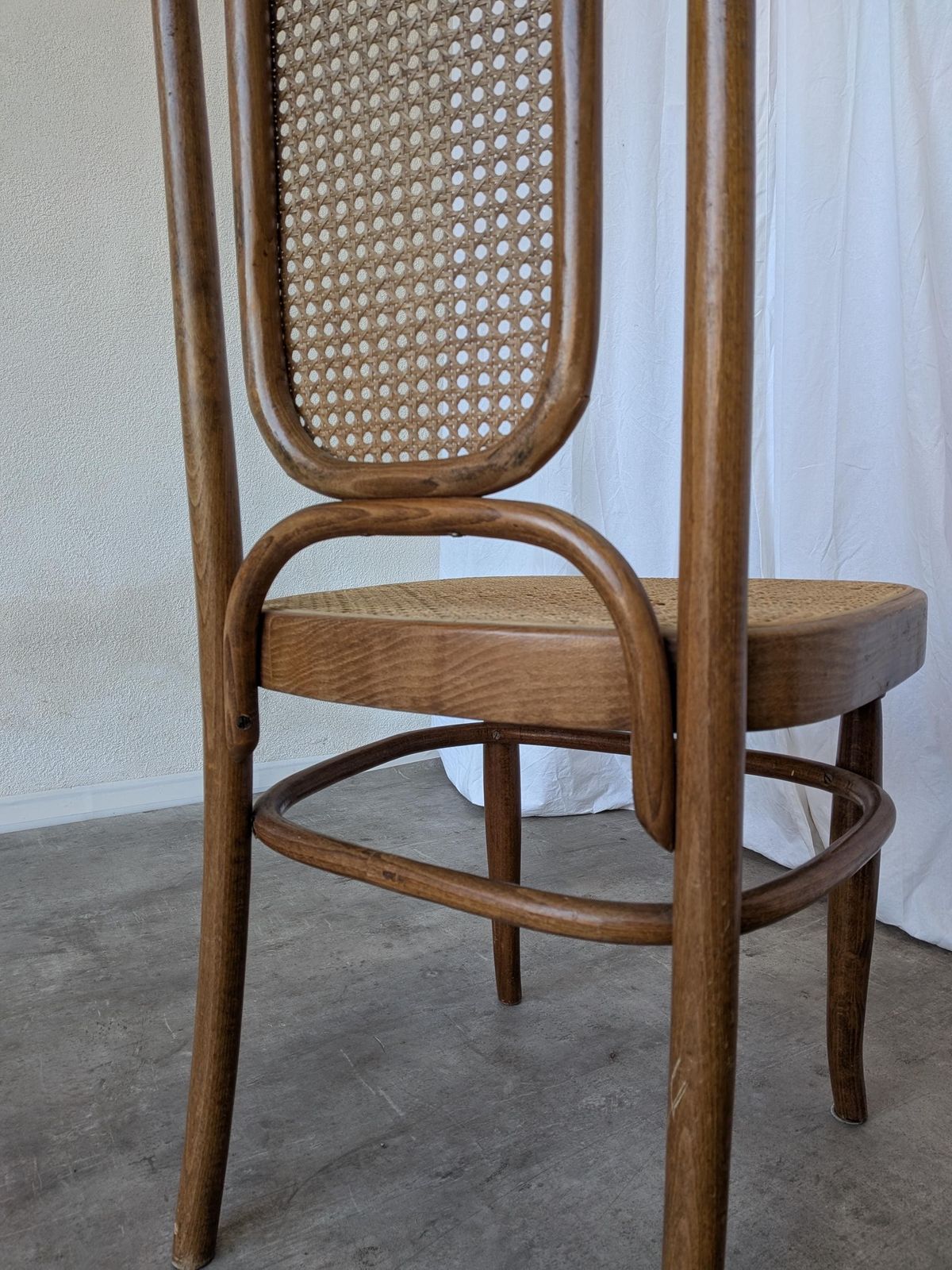 Furniture Vintage High Back Bentwood Cane Dining Chair / Thonet Style / Mundus Florijan Bobić / Torn Seat photo