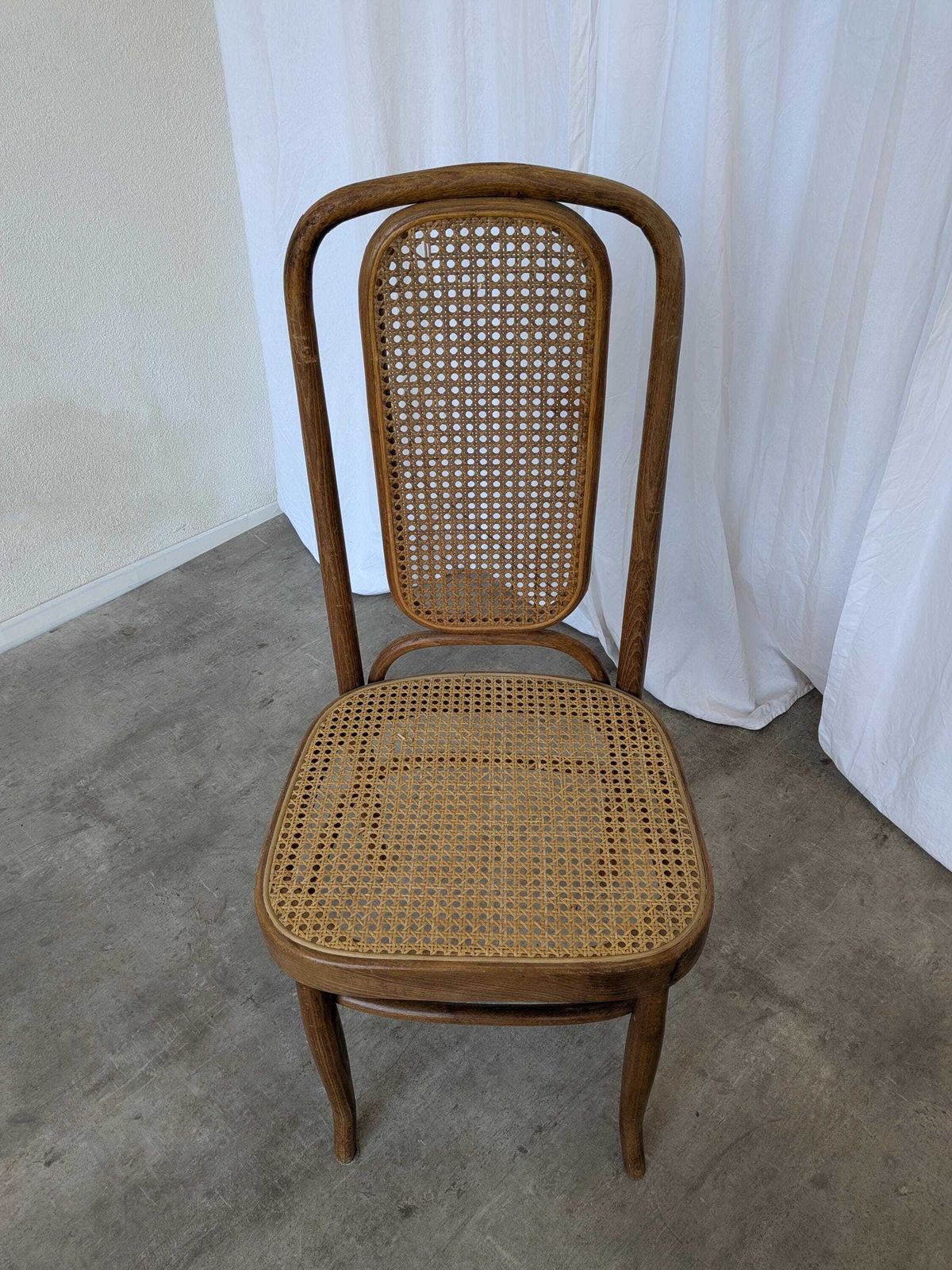 photo buy Vintage High Back Bentwood Cane Dining Chair / Thonet Style / Mundus Florijan Bobić / Torn Seat