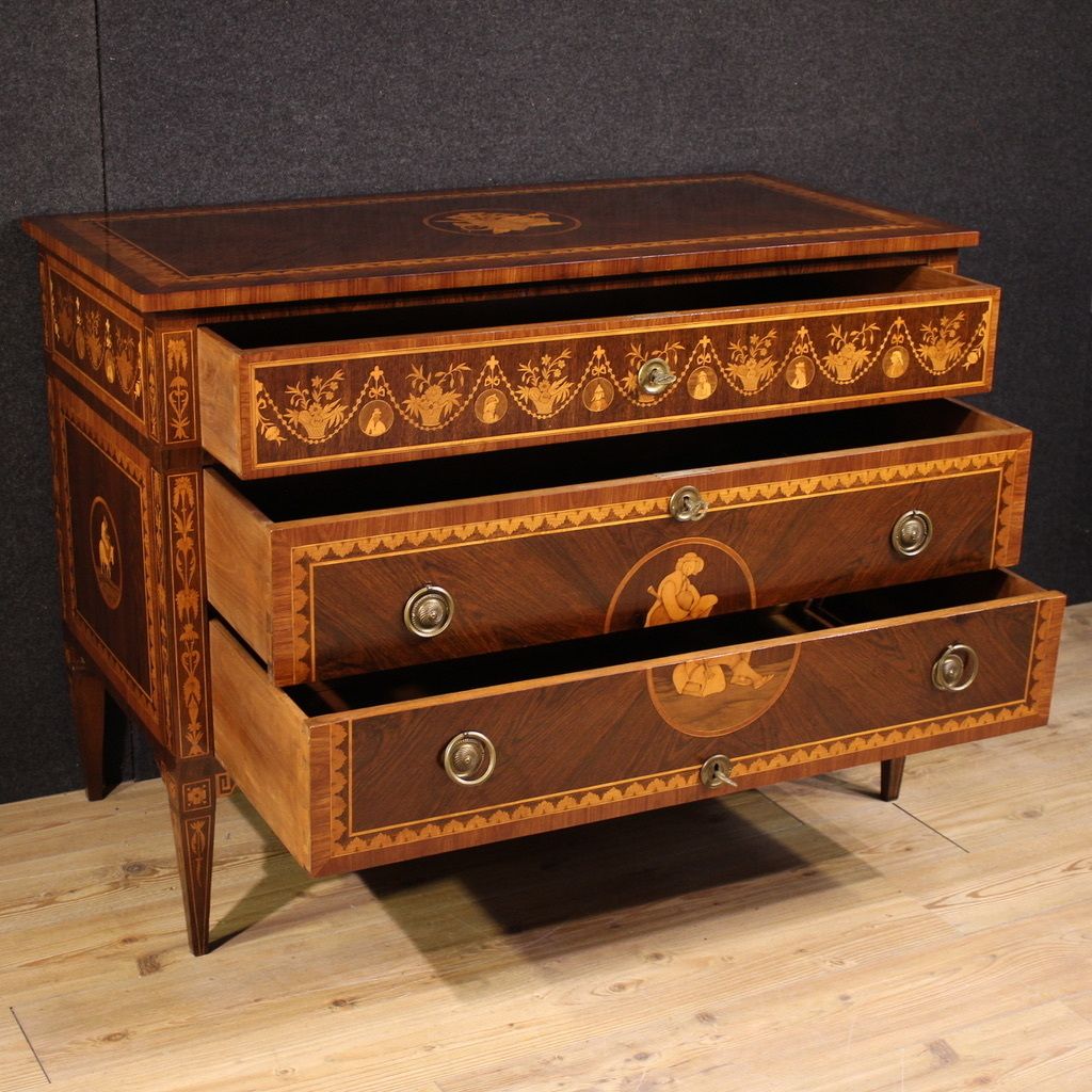 20th Century Italian Louis XVI Style Inlaid Dresser photo for sale