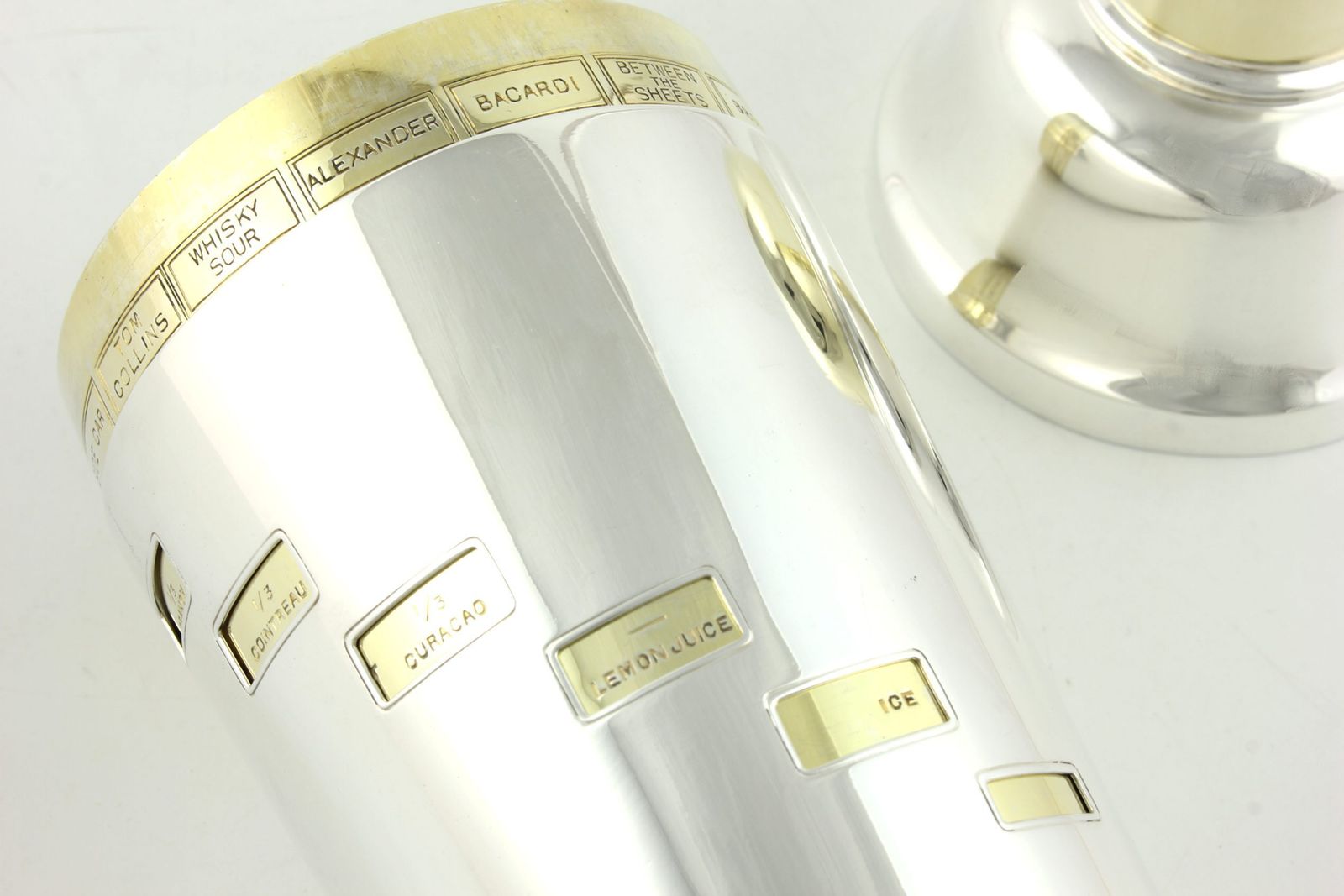 Art Deco Dial A Drink Recipe Cocktail Shaker. Silver Plate & Gilt C1930. photo for sale