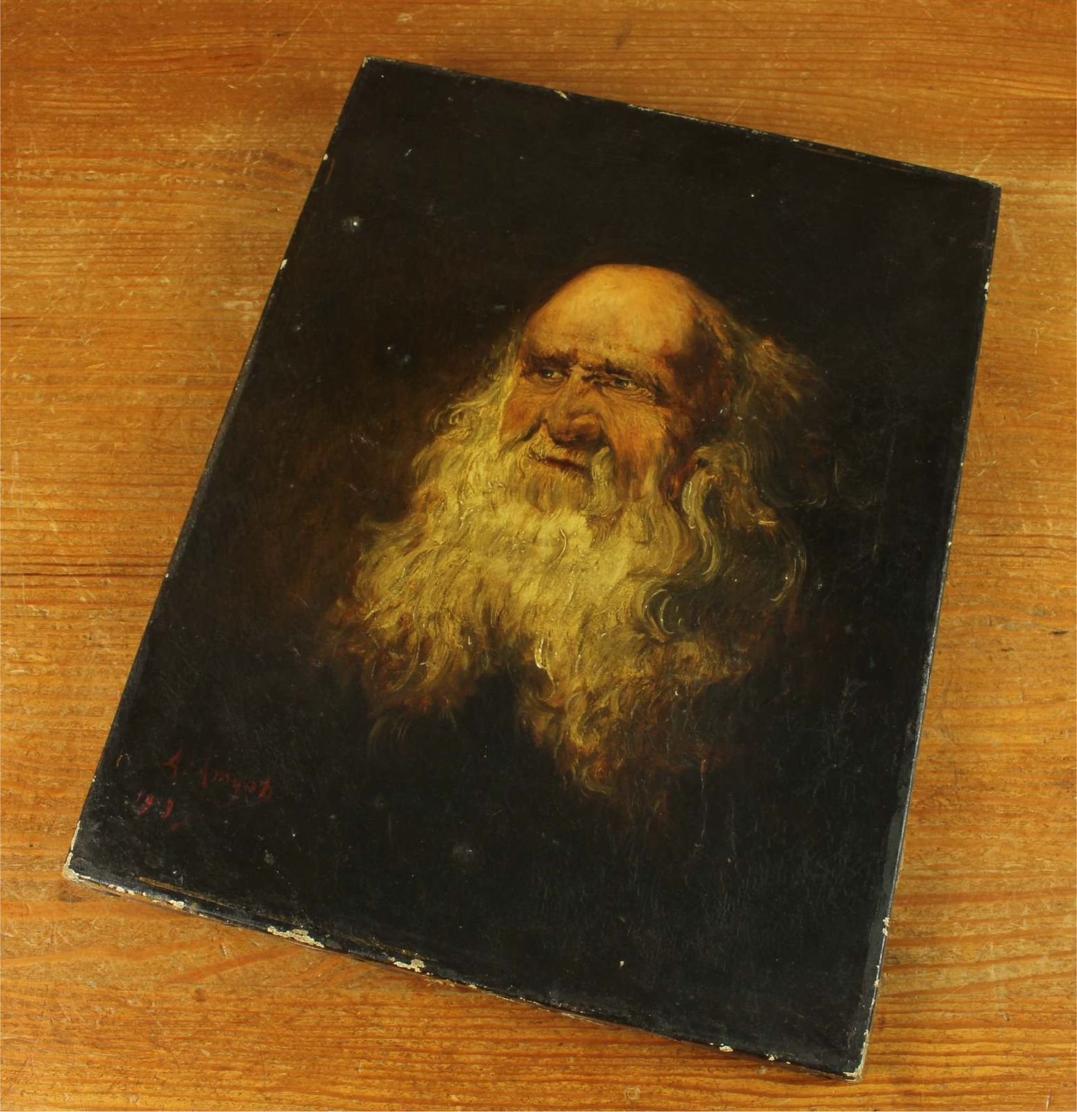 Antique Bearded Gentleman Oil Painting. Old Man Beard Portrait. 1913. photo buy