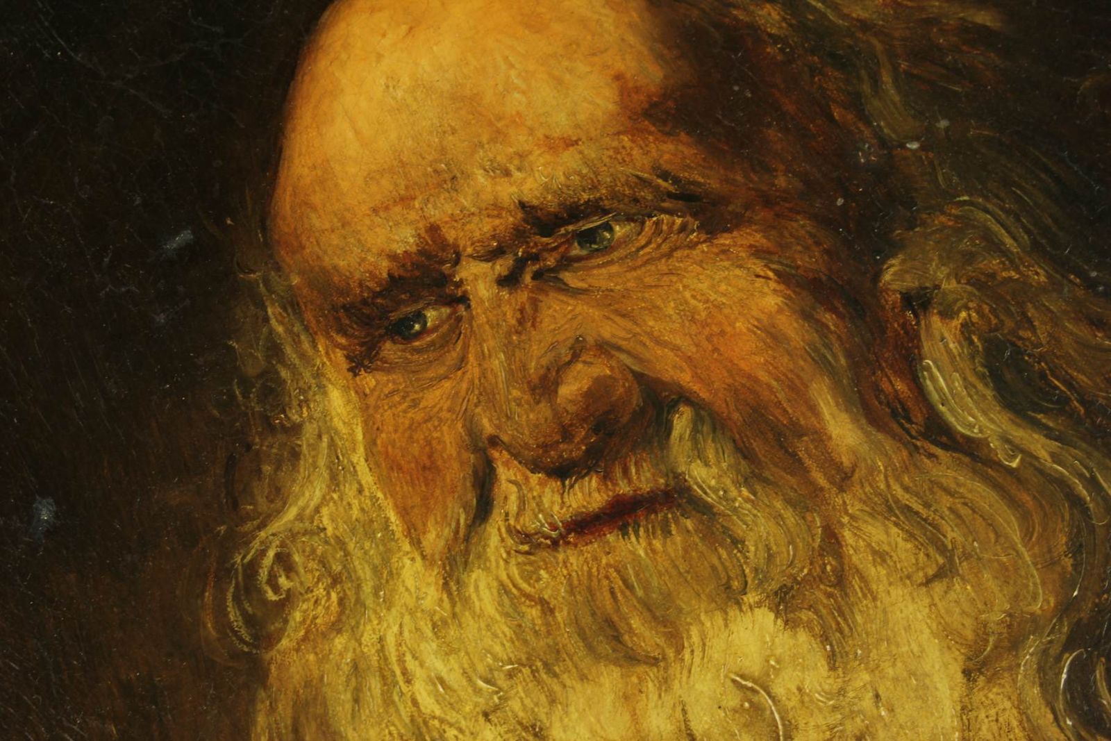 photo furniture Antique Bearded Gentleman Oil Painting. Old Man Beard Portrait. 1913.