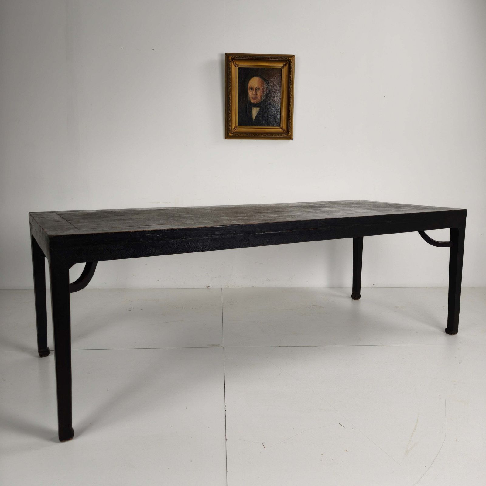 photo vintage Black Chinese Qing Dining Table (230 Cm) — Mid To Late 18th Century — Original Lacquer