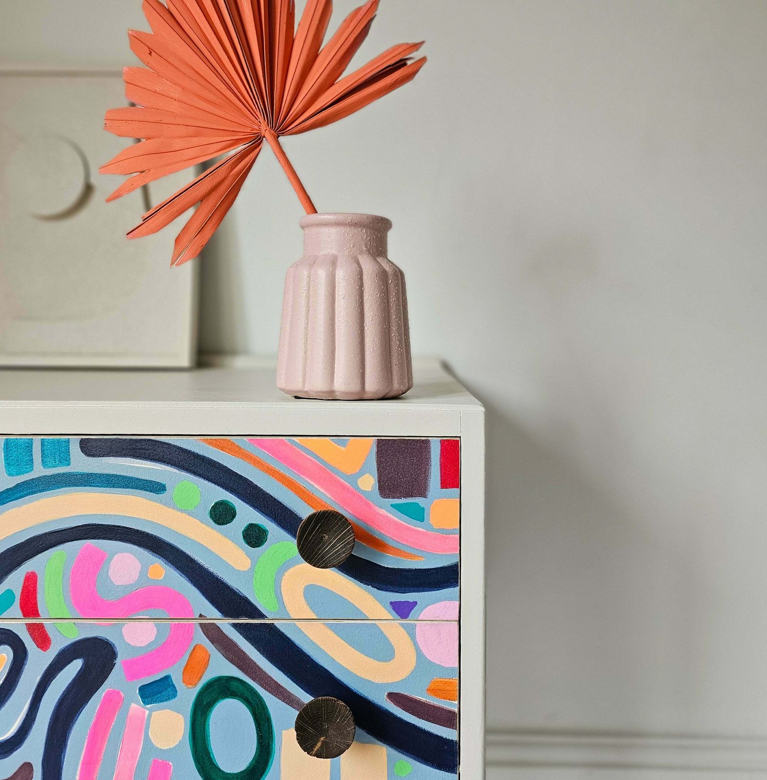 Mid Century Chest Of Drawers Abstract Memphis Cabinet photo for sale
