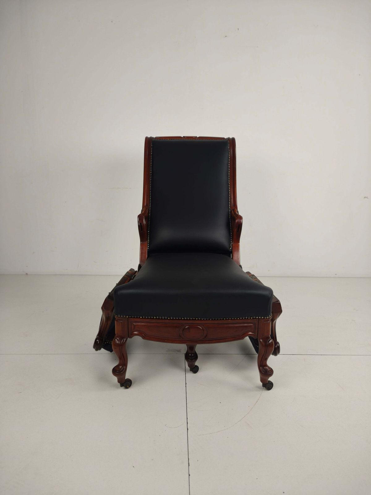 photo for sale 19th Century Antique Library Chair By Horrix – Black Leather
