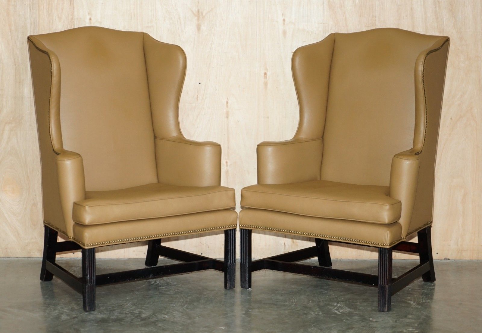 Fine Pair Of Original Colonial Williamsburg 4 Cw XX Stamped Wingback Armchairs photo for sale