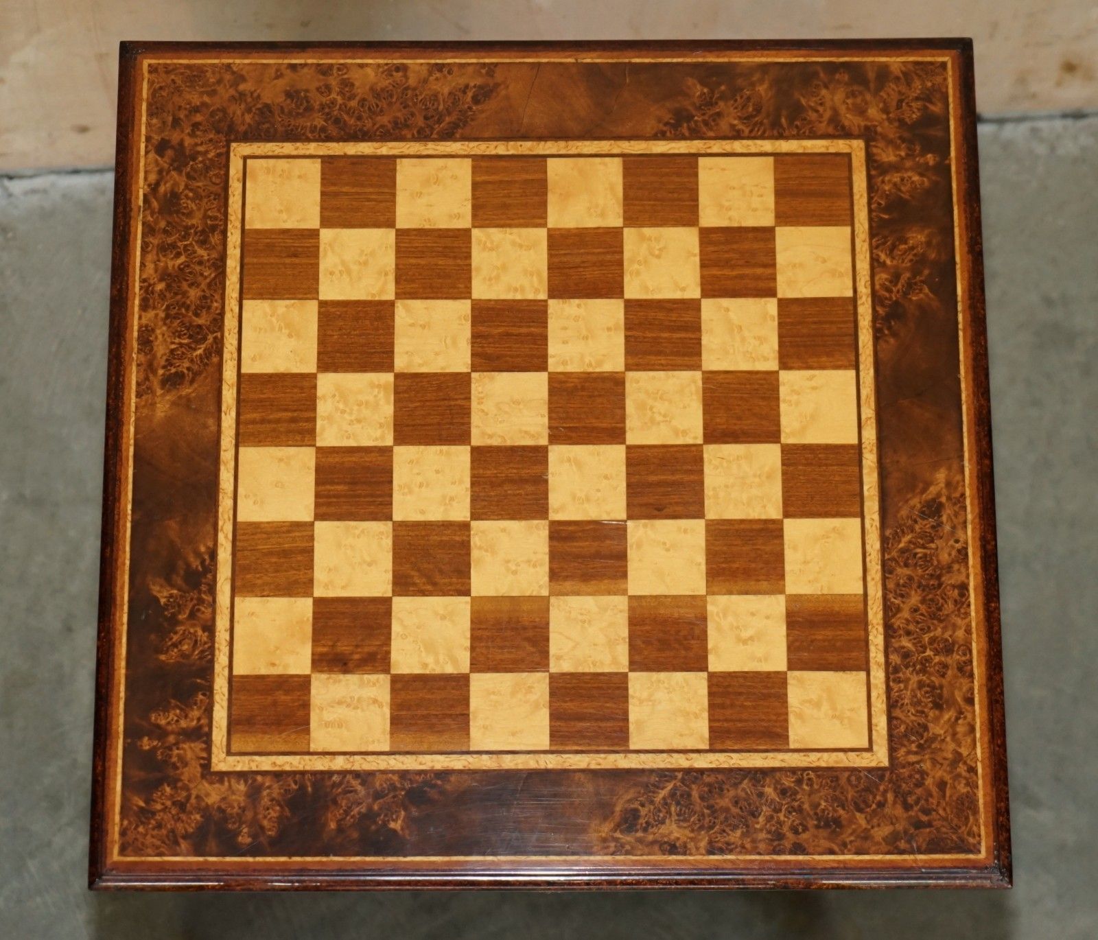 1750.0 Josef Novak  Art Deco Burr & Burl Walnut & Satinwood Chessboard Chess Table photo