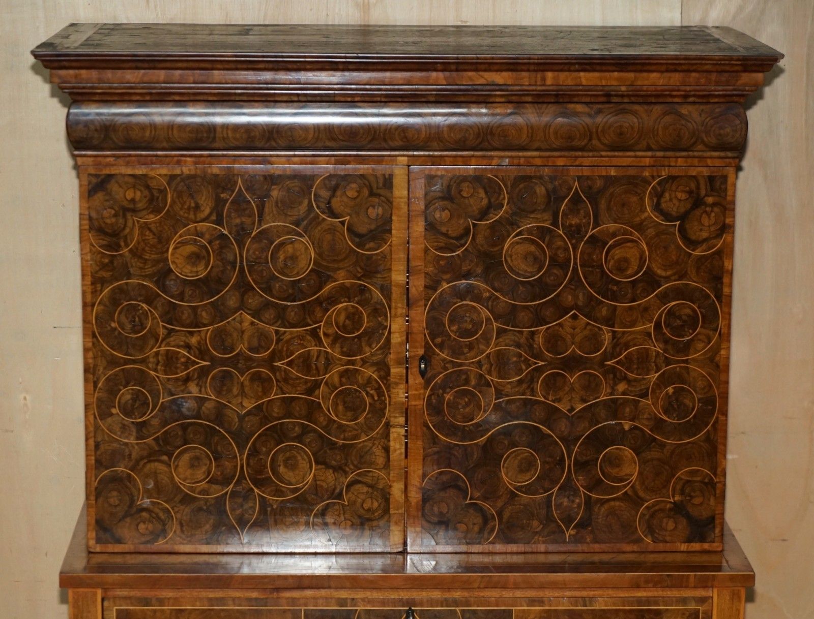 Captain Edward George Spencer Churchill Circa 1710 Oyster Veneer Chest On Stand photo for sale