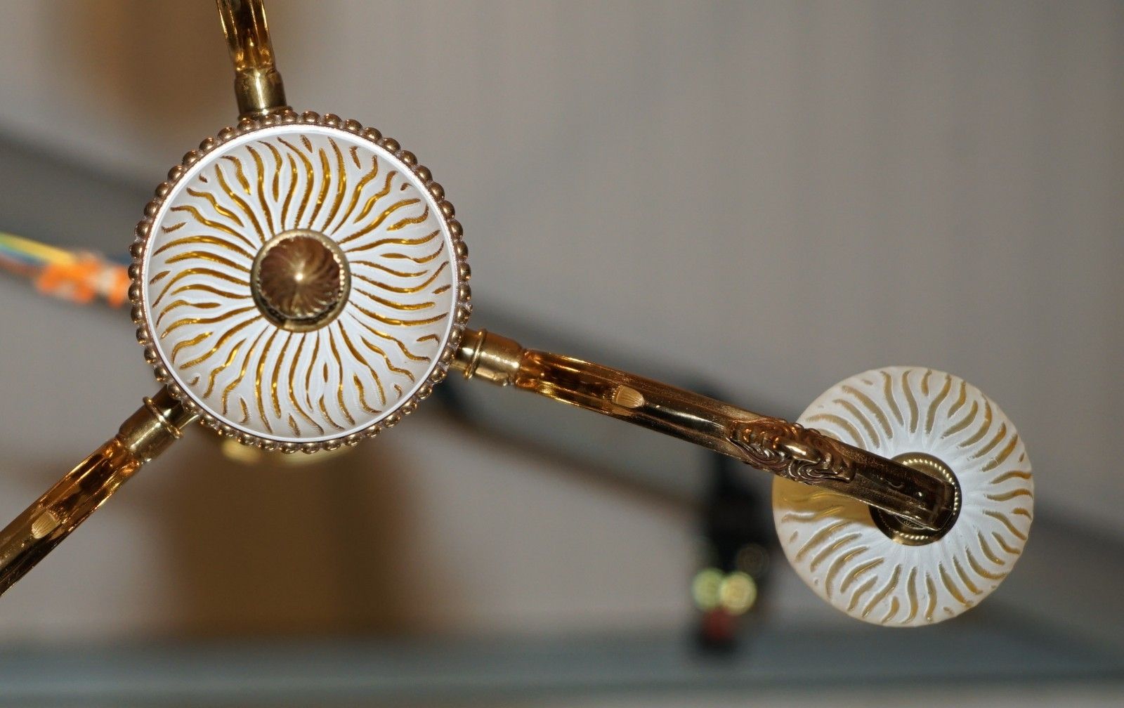 photo buy 1 Of 4 Reccagni Made In Italy Brass & Frosted Glass 3 Candle Light Chandelier