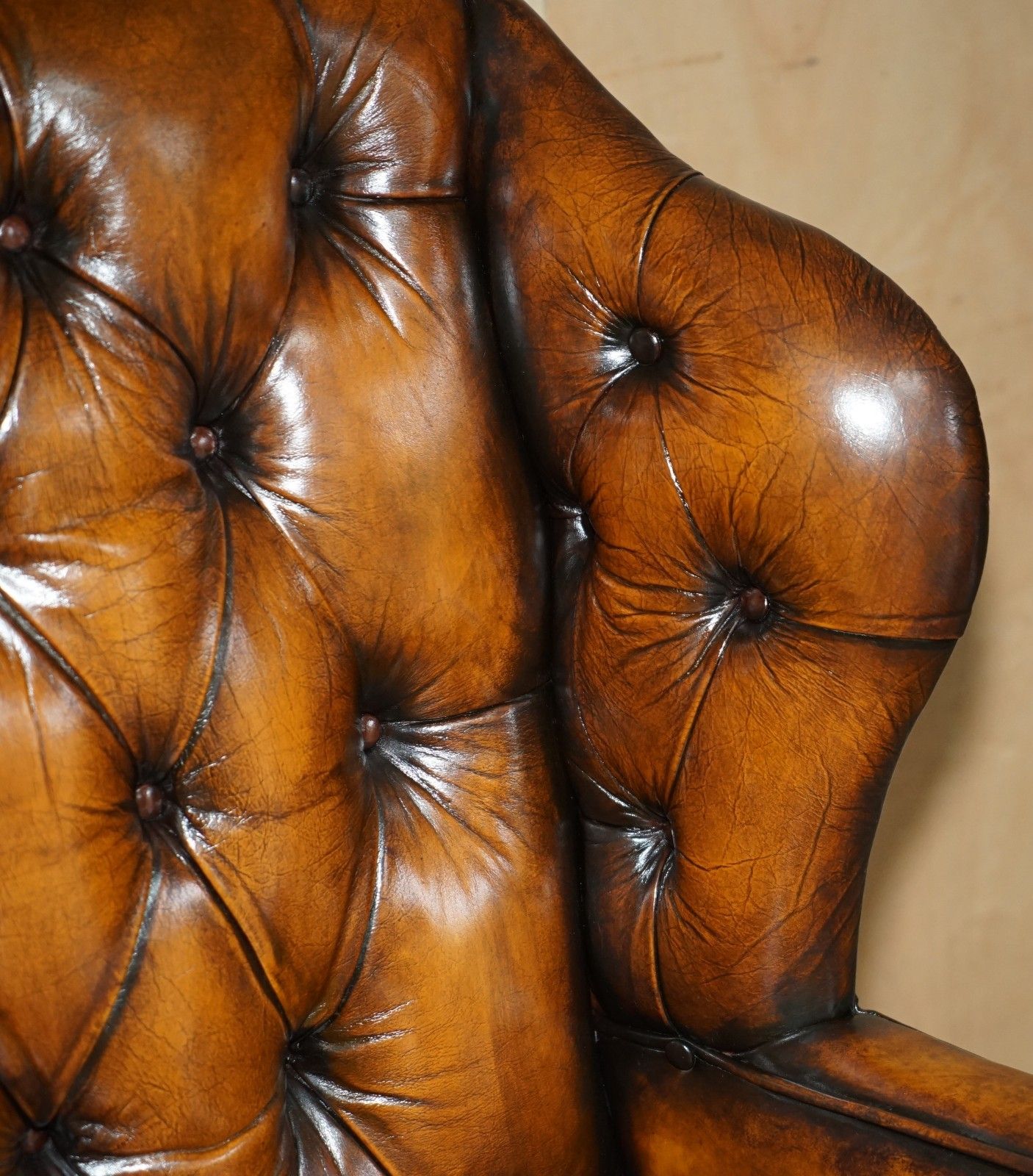 Antique Restored Vintage 1920 Brown Leather Wingback Armchair Thomas Chippendale photo vintage