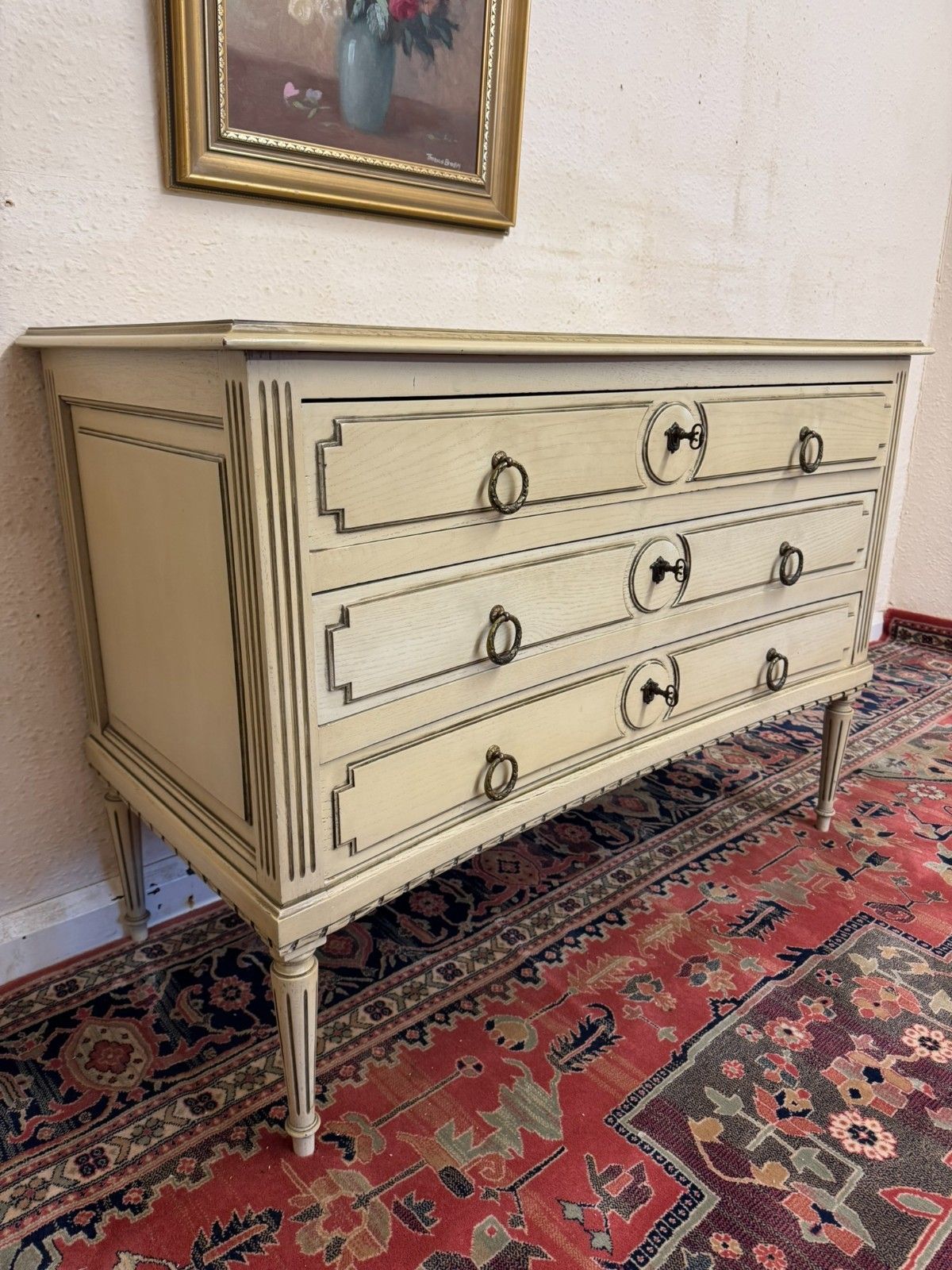 Antique French Empire Curved Chest Of Three Drawers Circa 1920 photo Furniture