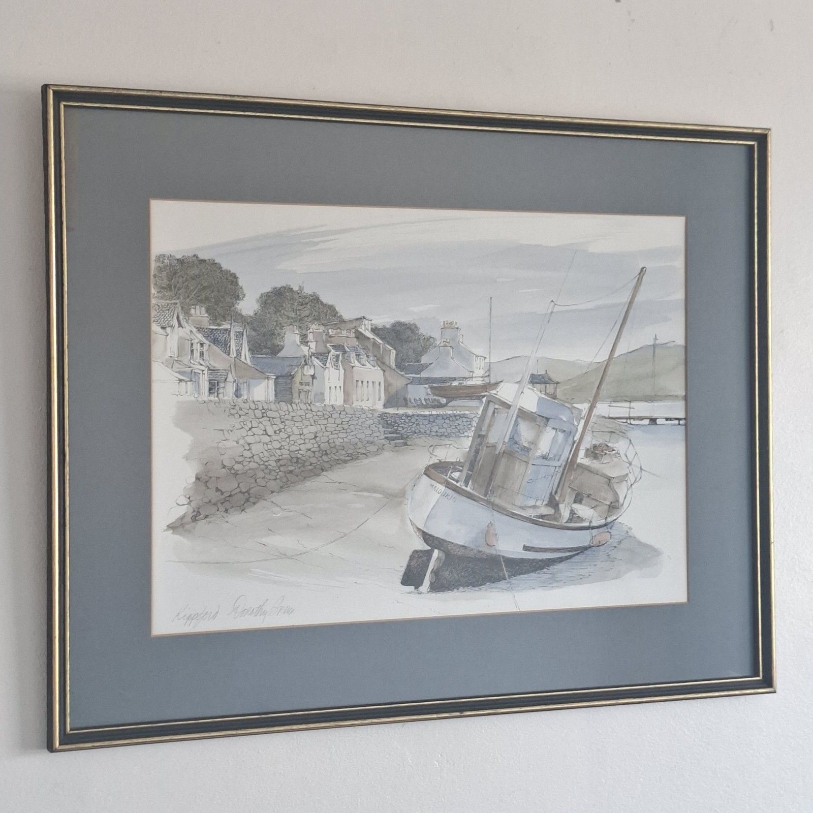 Original Watercolor Painting Dorothy Bruce Kippford Scotland Landscape Art