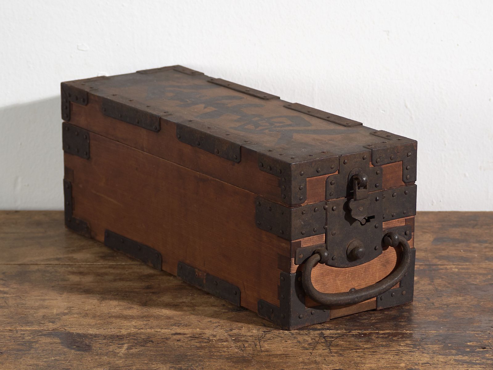 Antique Japanese Document Box With Iron Hardware And Lock – Meiji Period (C.1880–1910)