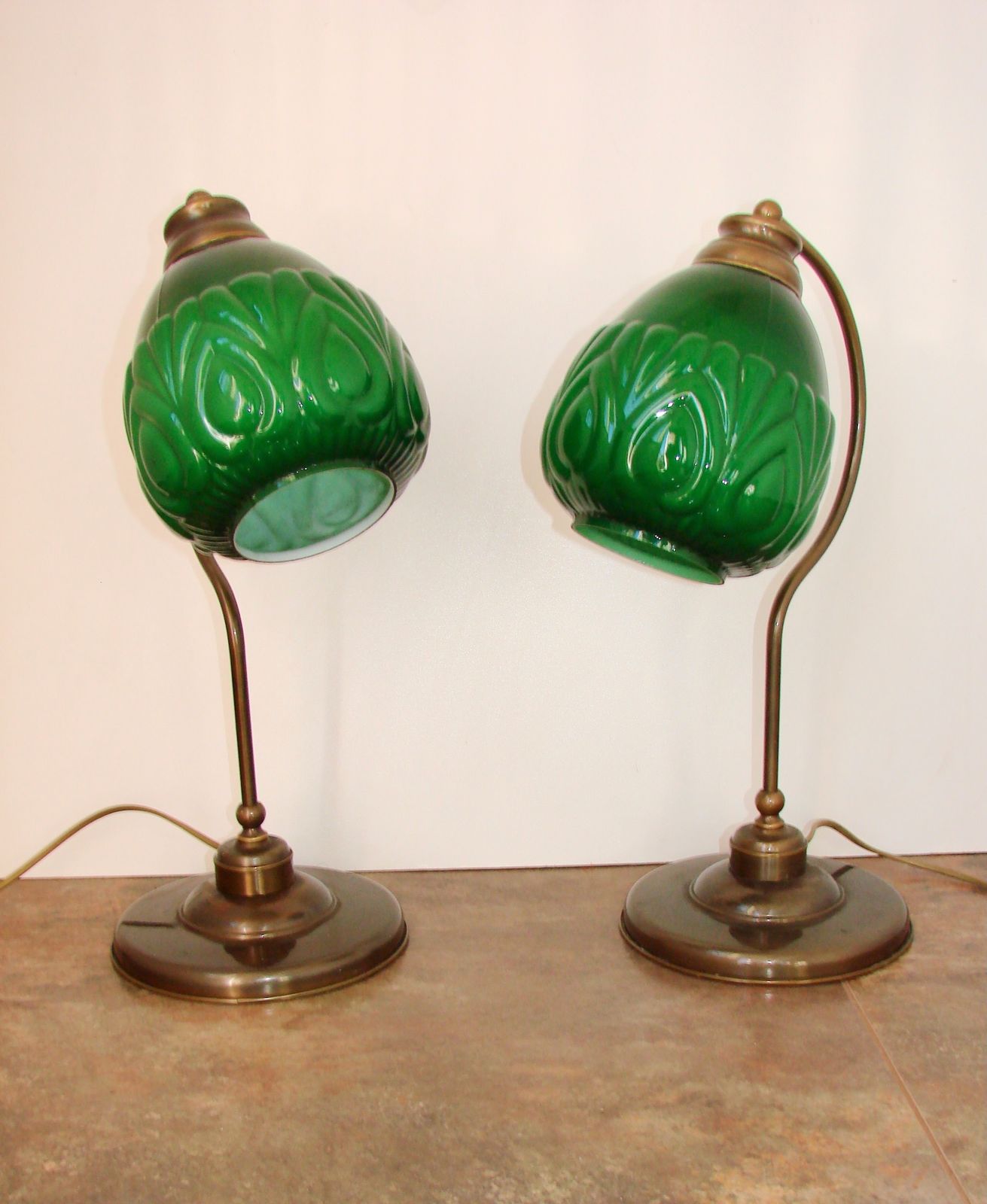 A Pair Of Modern 1980s Table Lamps, Brass And Glass, E27, Height 48 Cm photo buy