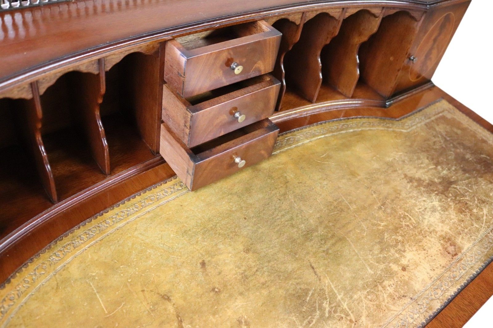photo for sale Vintage Mahogany Bonheur Du Jour Leather Top Regency Style Writing Desk