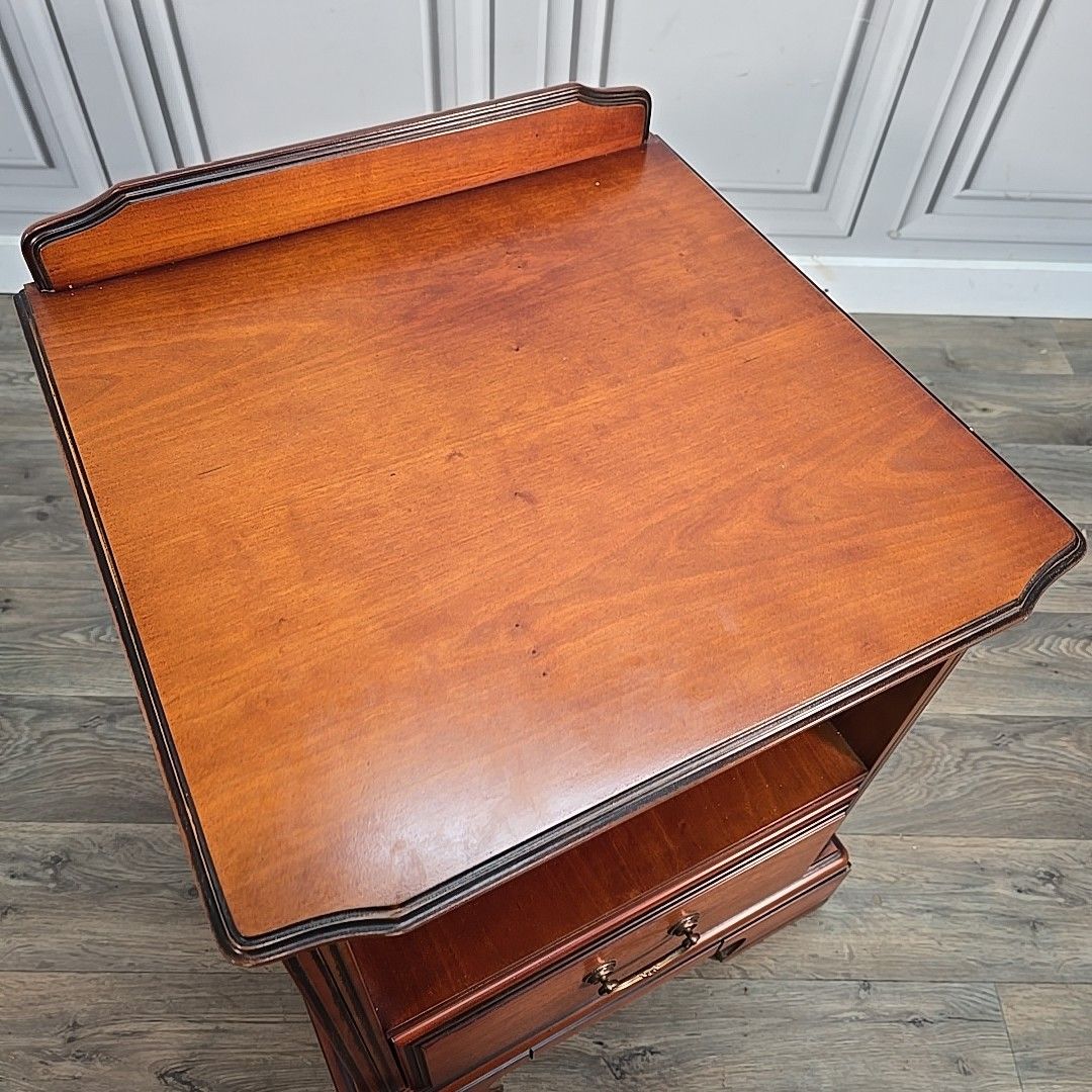 photo buy Vintage Bedside Cabinet Table Mahogany Nightstand Drawer Slide Butlers Shelf
