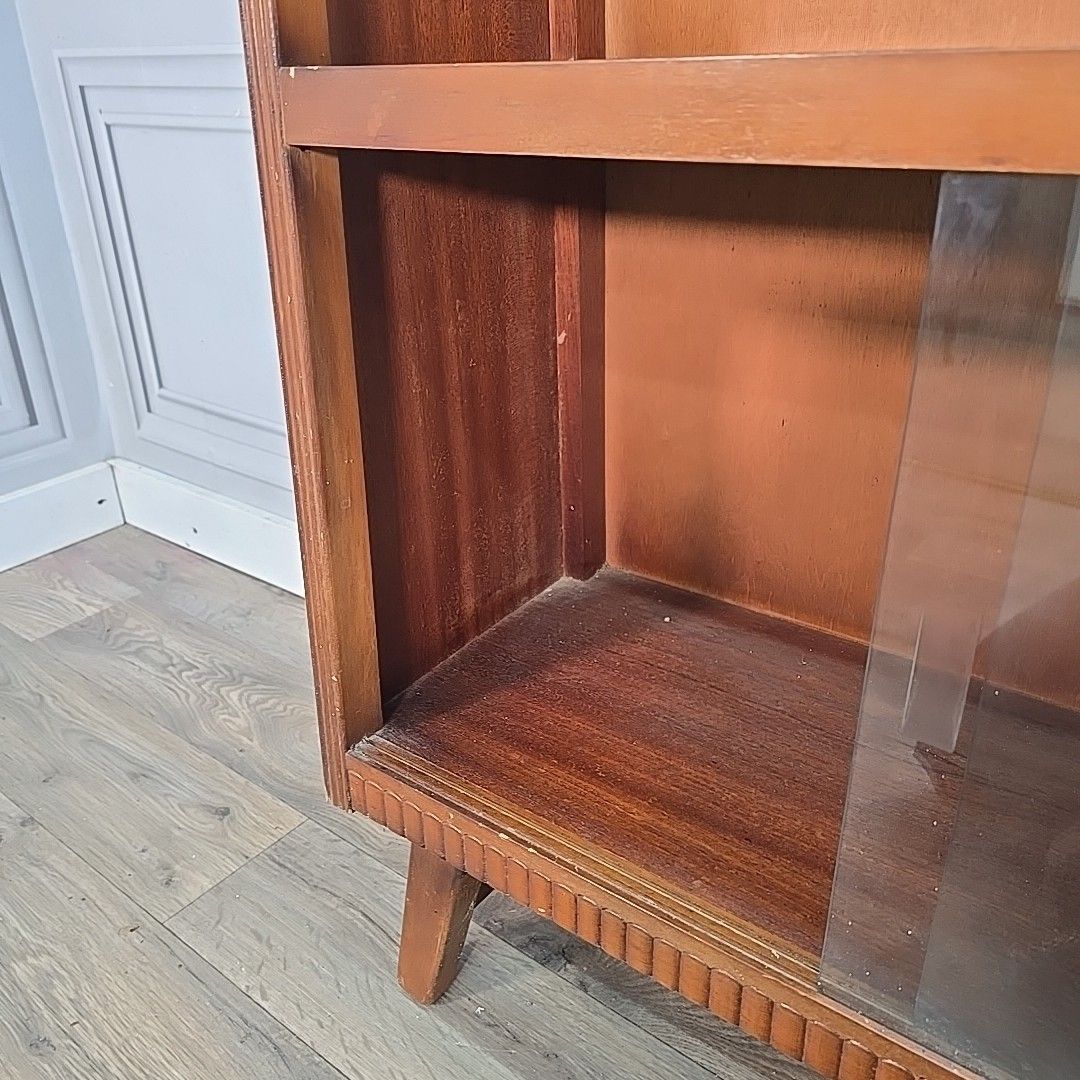 photo for sale Vintage Bookcase Display Cabinet Mid Century Sliding Glass Doors Retro Mcm