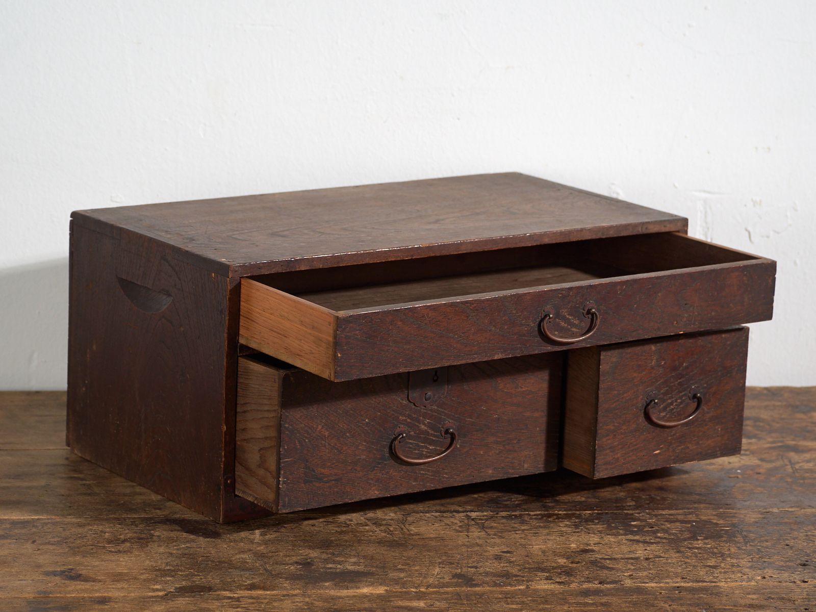 Antique Japanese Desk Chest With Three Drawers – Meiji / Taishō Period (C.1890 1926) photo for sale
