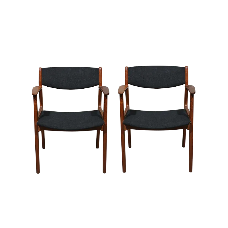 Pair Of Henning Kjaernulf Armchairs In Teak.