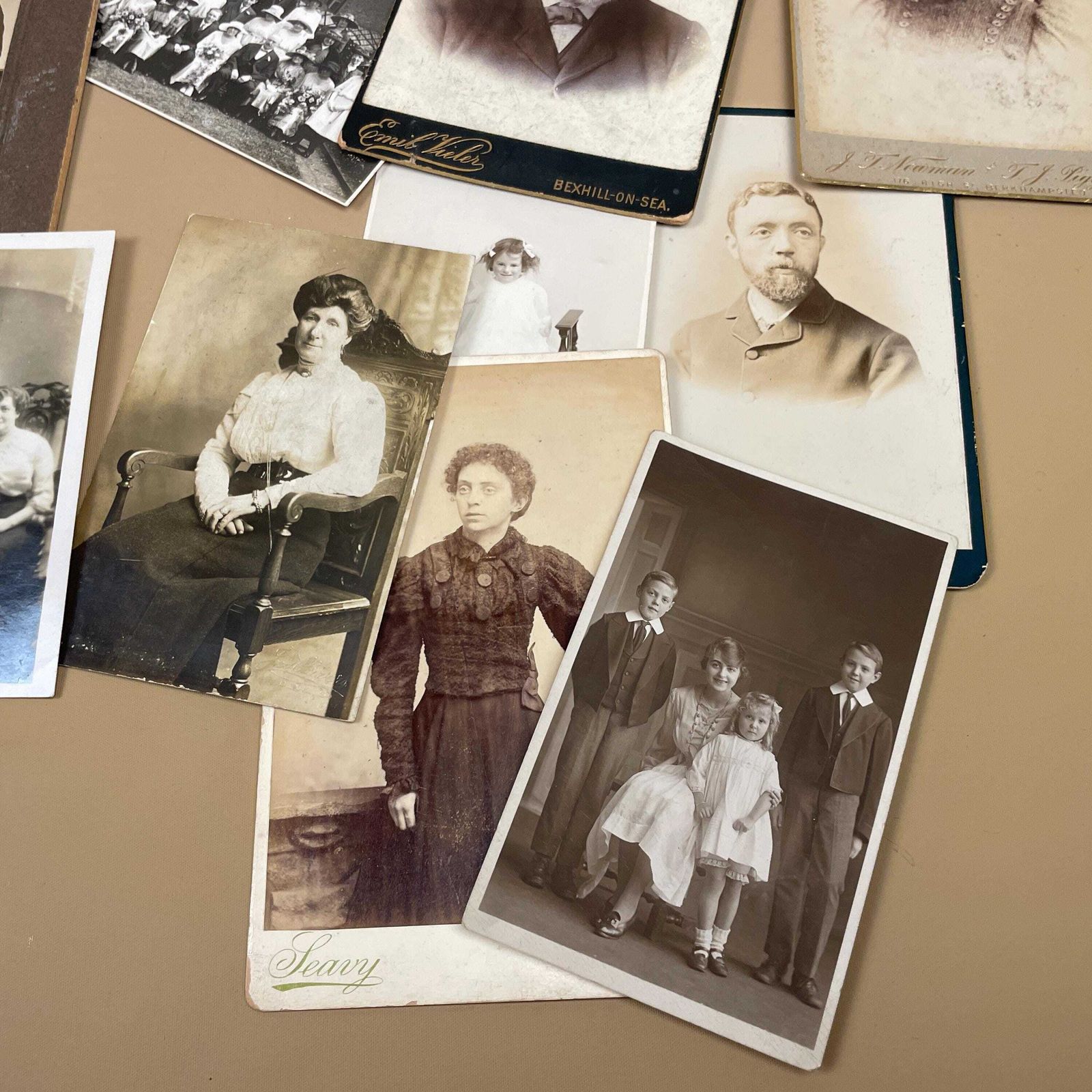 Vintage Cabinet Card Photo Lot Antique Portrait Ephemera Victorian Era Studio Photographs Post Cards Figures People Collection photo 55.0