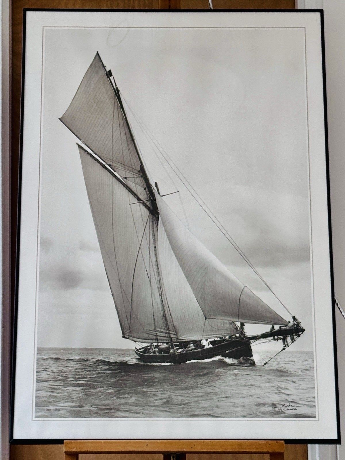 Vintage Framed Frank Beken Beken Of Cowes Monochrome Print “Irex 1911”