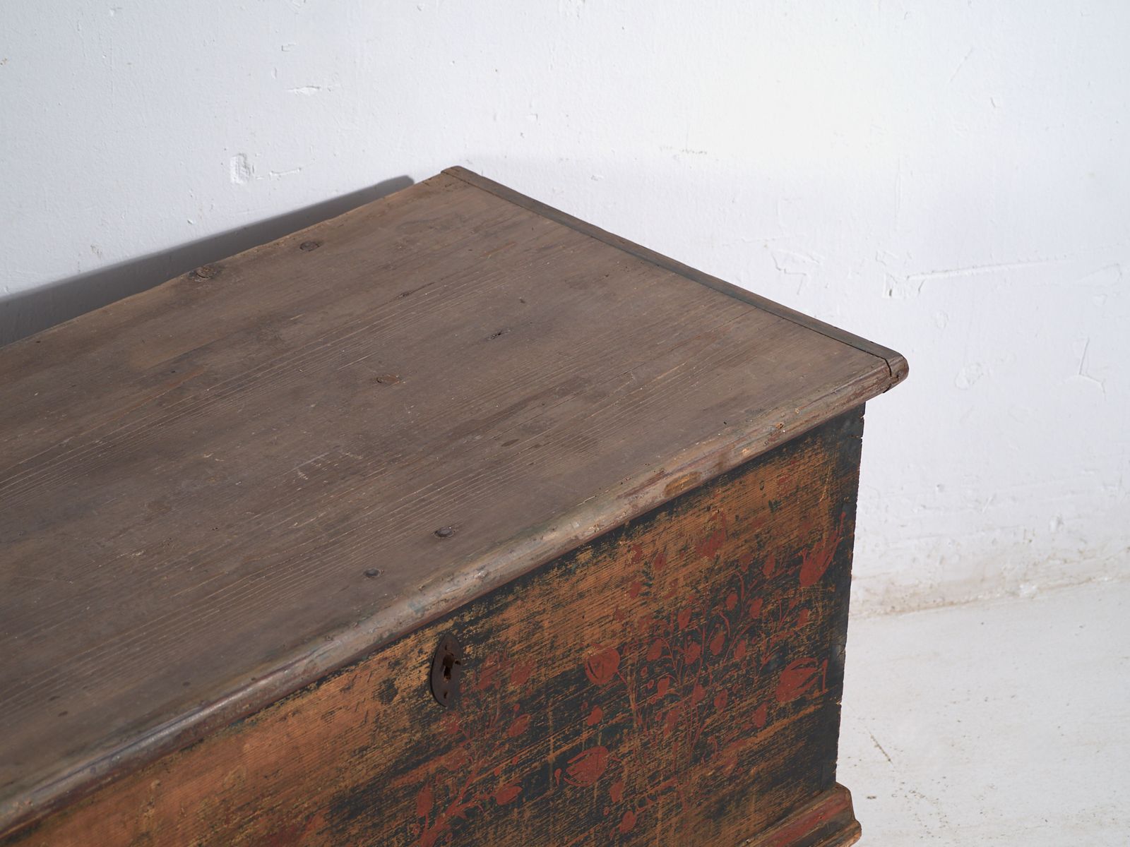 Antique Folk Art Painted Pine Chest – Central Europe (C.1900–1920) photo for sale