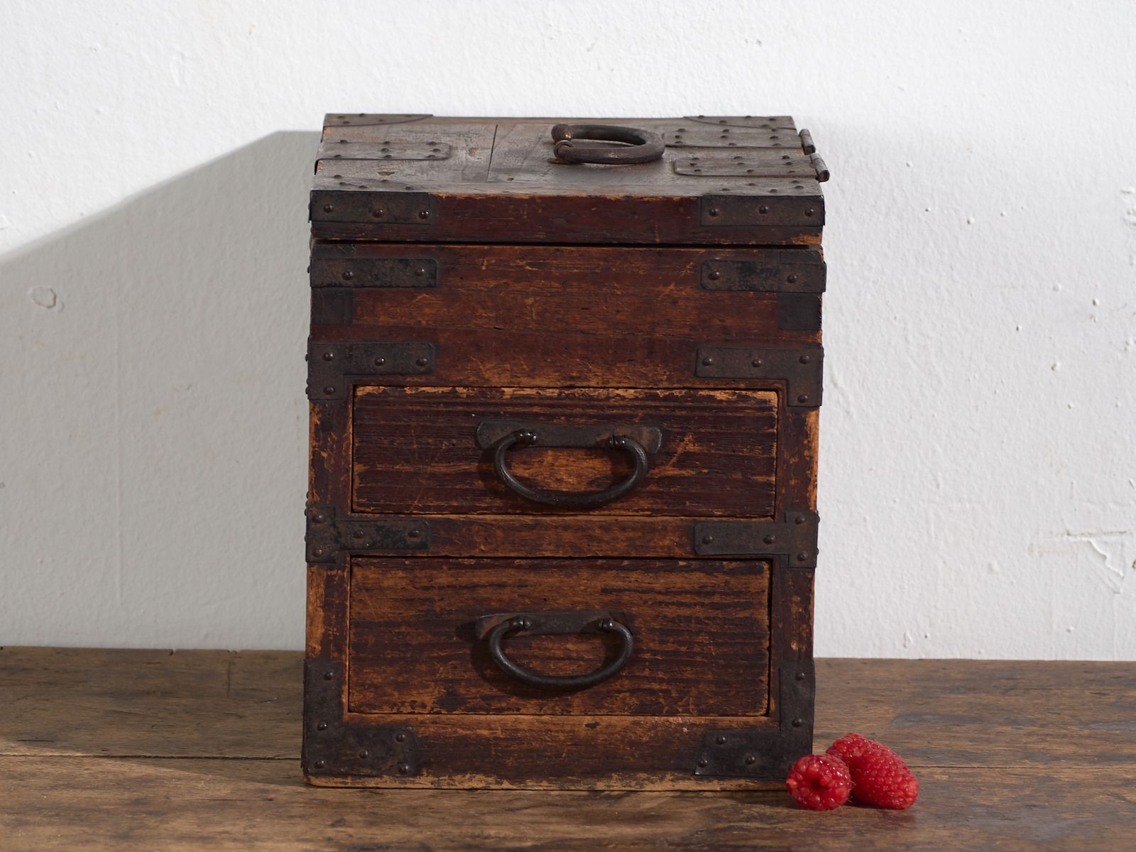 photo for sale Japanese Ko Dansu With Hinged Lid And Drawers In Paulownia Wood, Meiji–Taishō Period, Circa 1868–1926