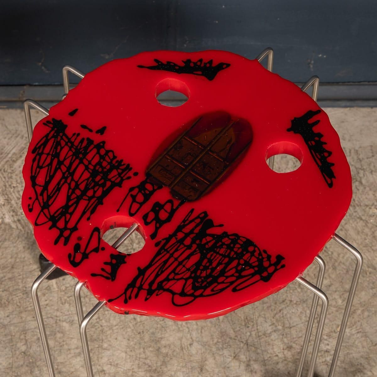 Gaetano Pesce Set Of 3 Red Resin Fish Design Tables From Italy photo buy