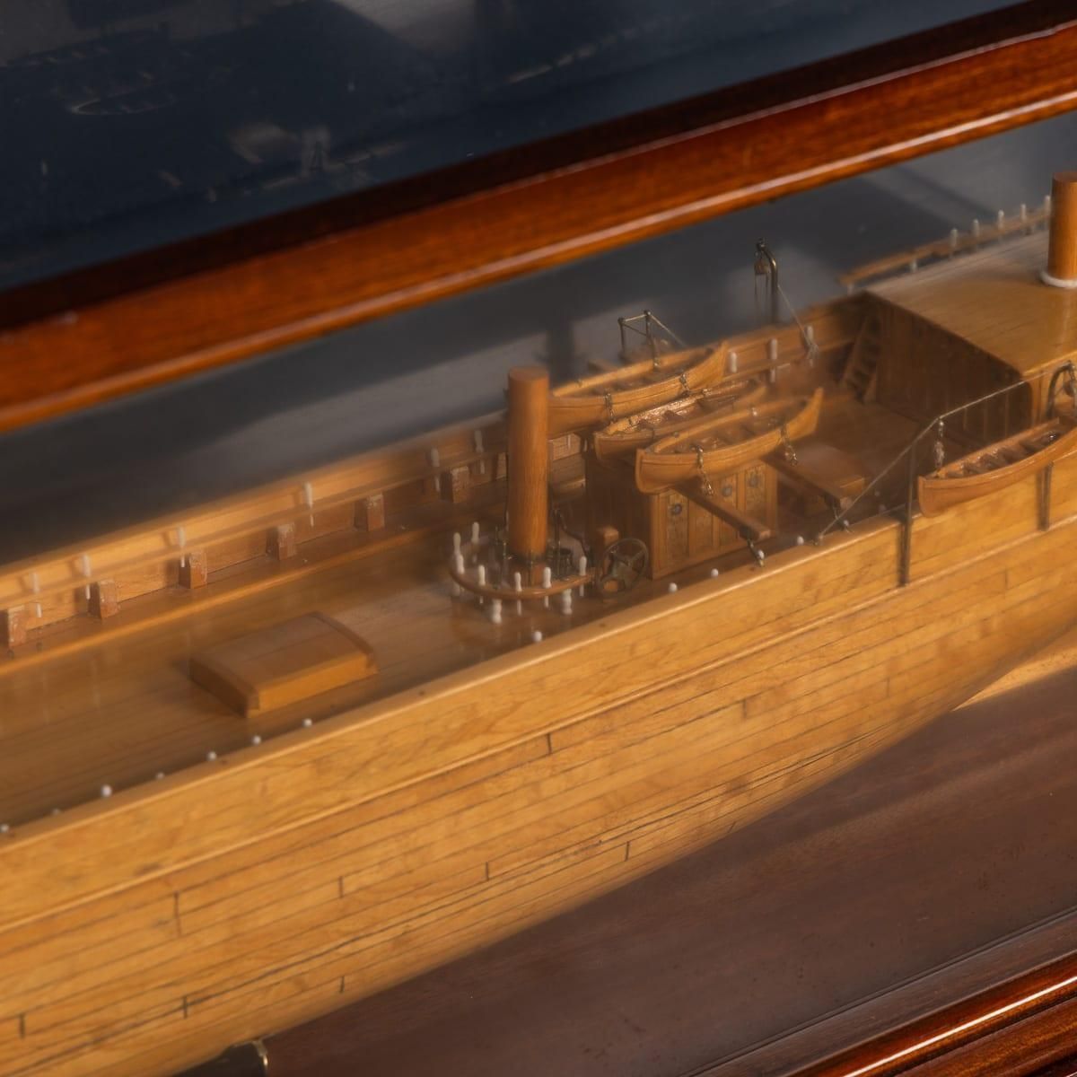 photo for sale 20thc Maritime Club House Cased Planked & Framed Ship Model By A. Kausen C.1934