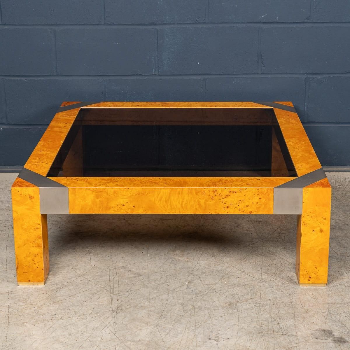 20thc Italian Walnut & Glass Coffee Table Attributable To Willy Rizzo C.1970 photo Furniture