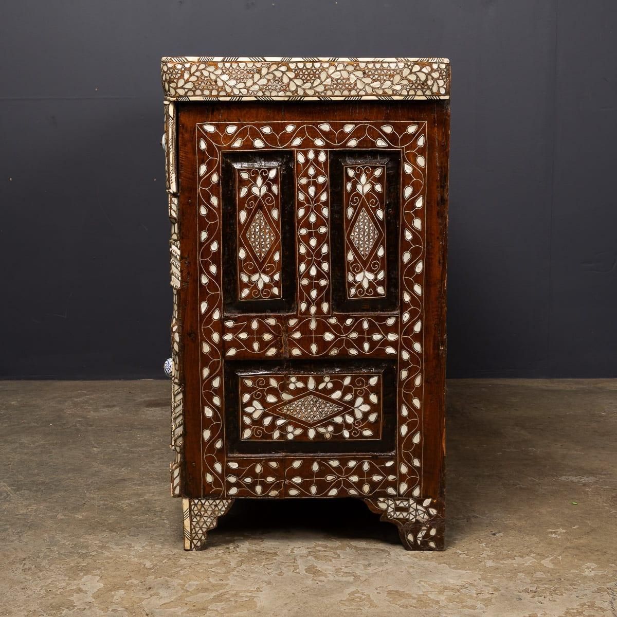 20thc Levantine Mother Of Pearl & Camel Bone Inlaid Chest Of Drawers C.1900 photo 15784.0