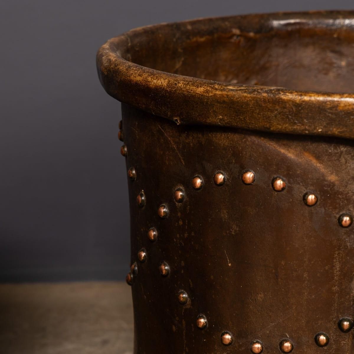 photo for sale Antique 20th Century Edwardian Vellum Clad Metal Lined Log Bucket C.1910