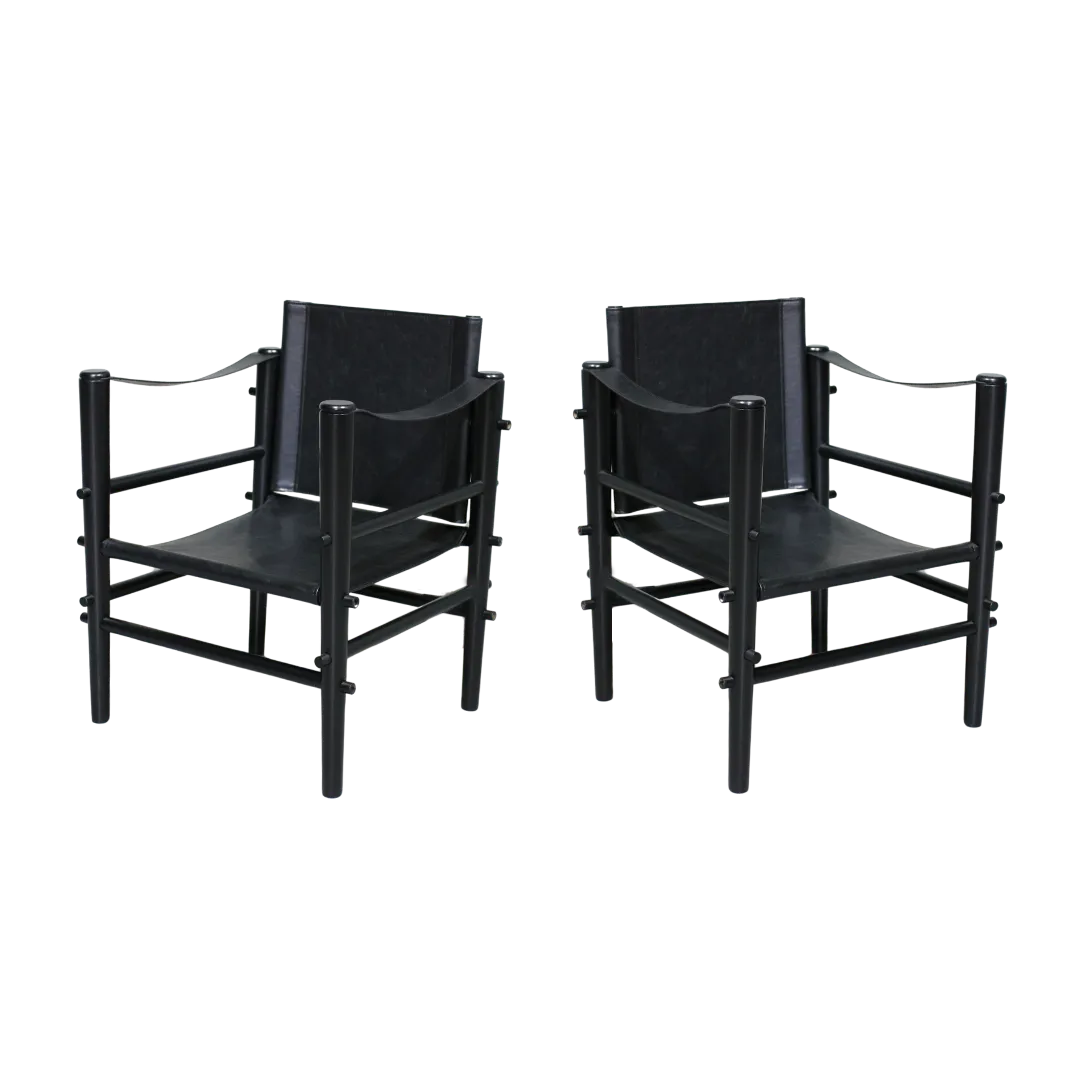 Pair Of Safari Armchairs In Bamboo