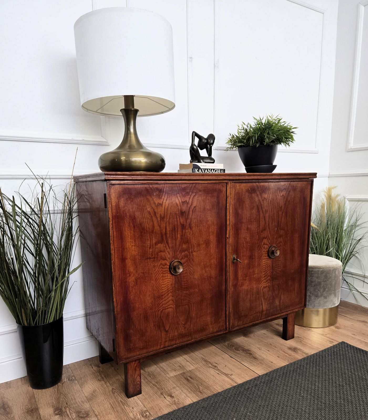 1970s Mid Century Modern Art Deco Italian Wooden Sideboard Credenza Cabinet photo furniture